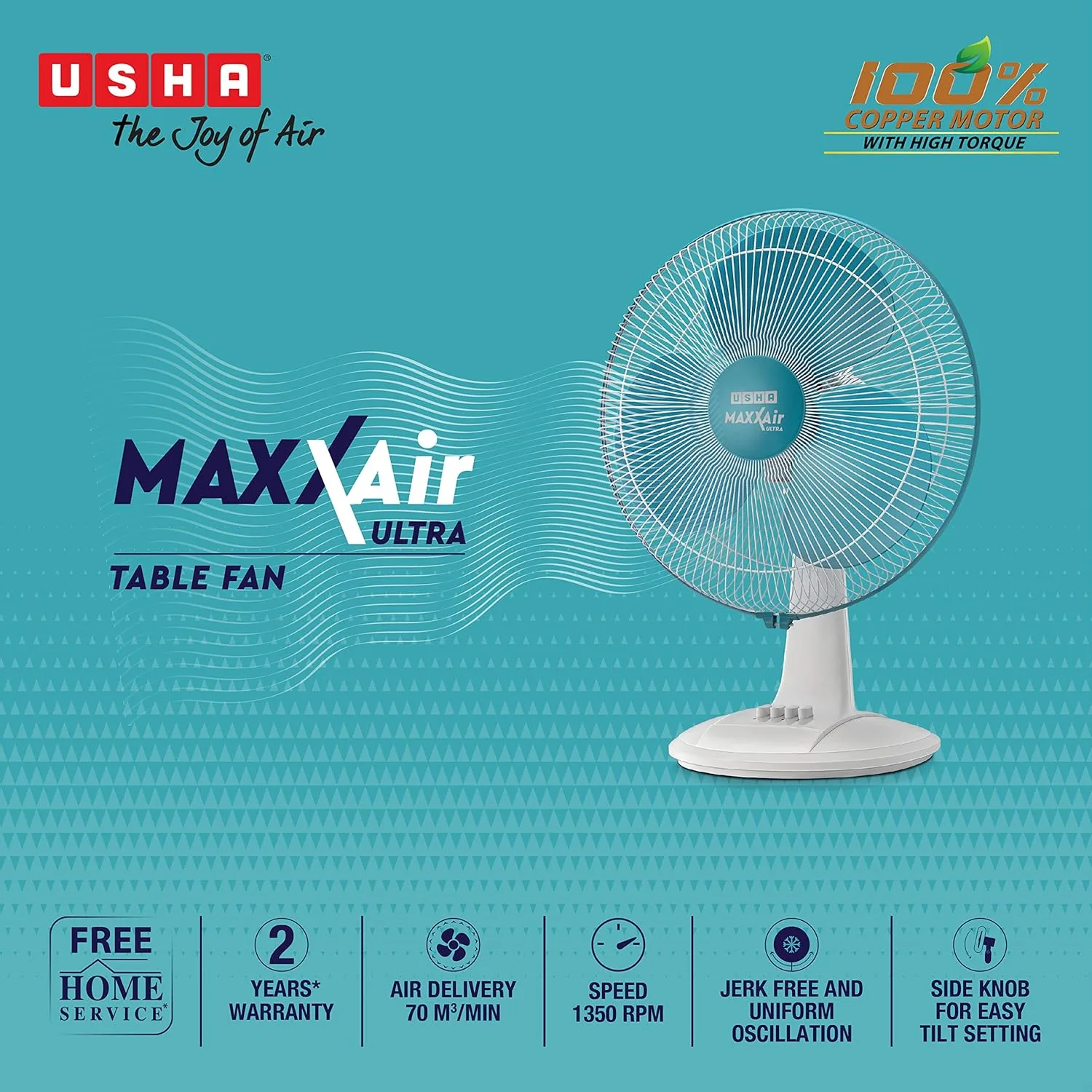 In-Depth Review: best table fan - USHA Maxx Air Ultra Table Fan | 400MM Sweep Size | 1350_RPM | Aerodynamic Blade Design for High Air Delivery | Corro 4 USHA Maxx Air Ultra Tabl - view 3