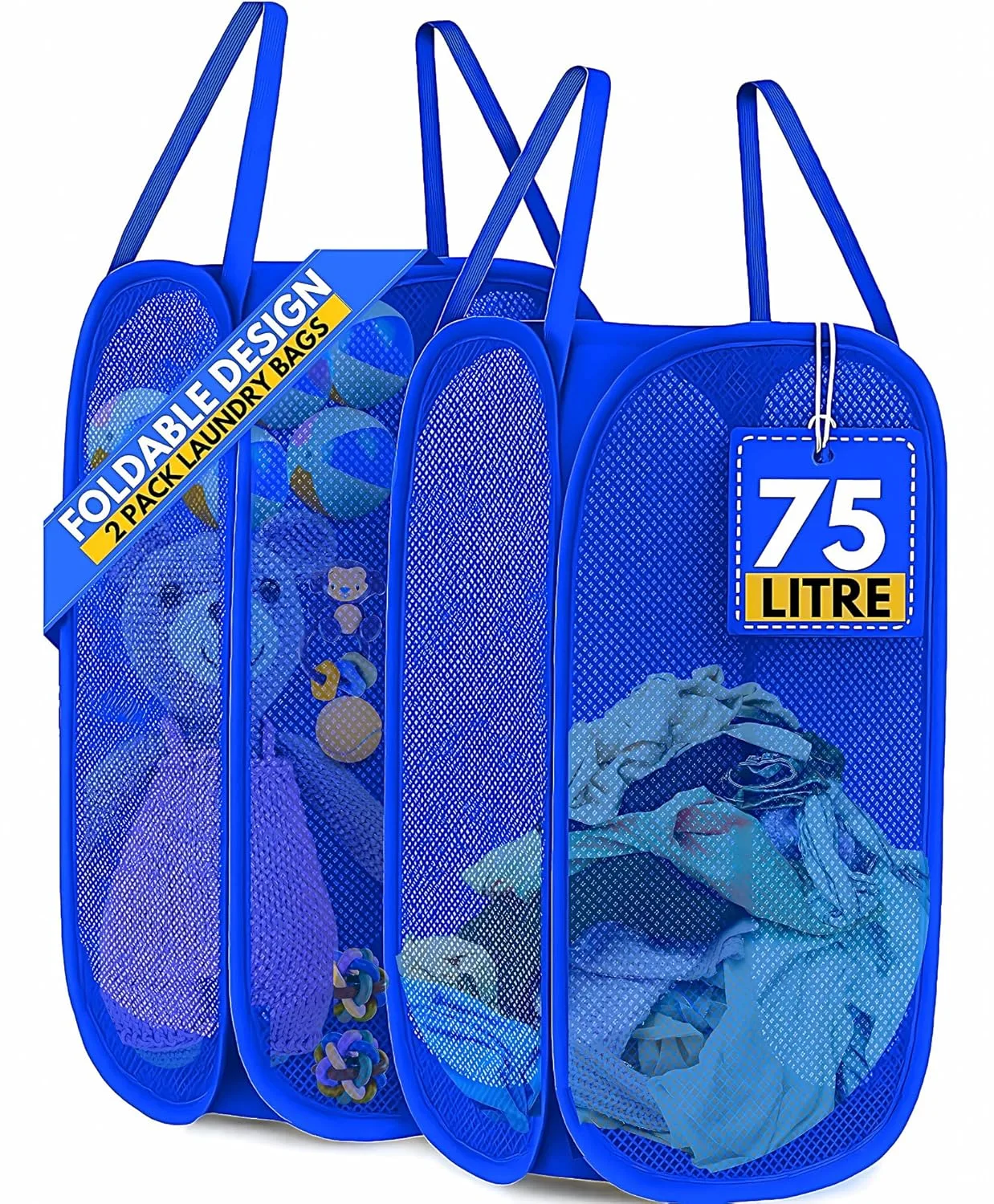 In-Depth Review: best laundry basket - F8WARES 2PK 75 Litres Nylon Mesh Foldable Laundry Basket for Clothes - Odourless Breathable Laundry Bag for Clo 1 best laundry basket