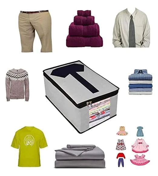 In-Depth Review: best closet organizer bags - Grey Wardrobe Storage Organizer Pack of 4 | Shirt Cover Bags with Zip for Men | Foldable Clothes Organiz 3 Grey Wardrobe Storage Or - view 2