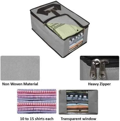 In-Depth Review: best closet organizer bags - Grey Wardrobe Storage Organizer Pack of 4 | Shirt Cover Bags with Zip for Men | Foldable Clothes Organiz 4 Grey Wardrobe Storage Or - view 3