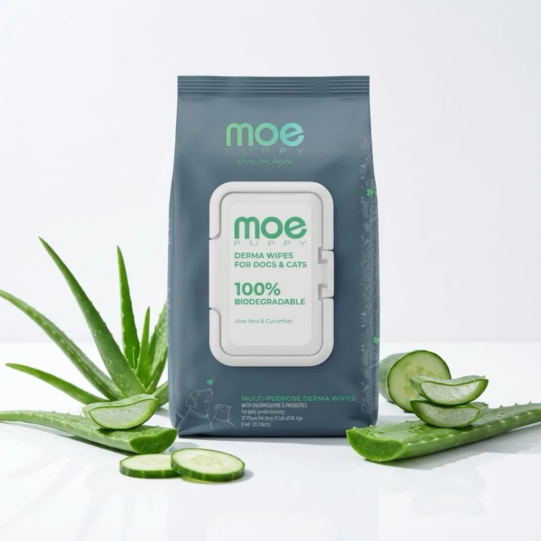 In-Depth Review: best dog ear cleaner - Moe Puppy Derma Wipes for Dogs & Cats | 100 Wipes (Pack of 2) | Biodegradable Pet Wipes | Chlorhexidine & 7 Moe Puppy Derma Wipes f - view 6