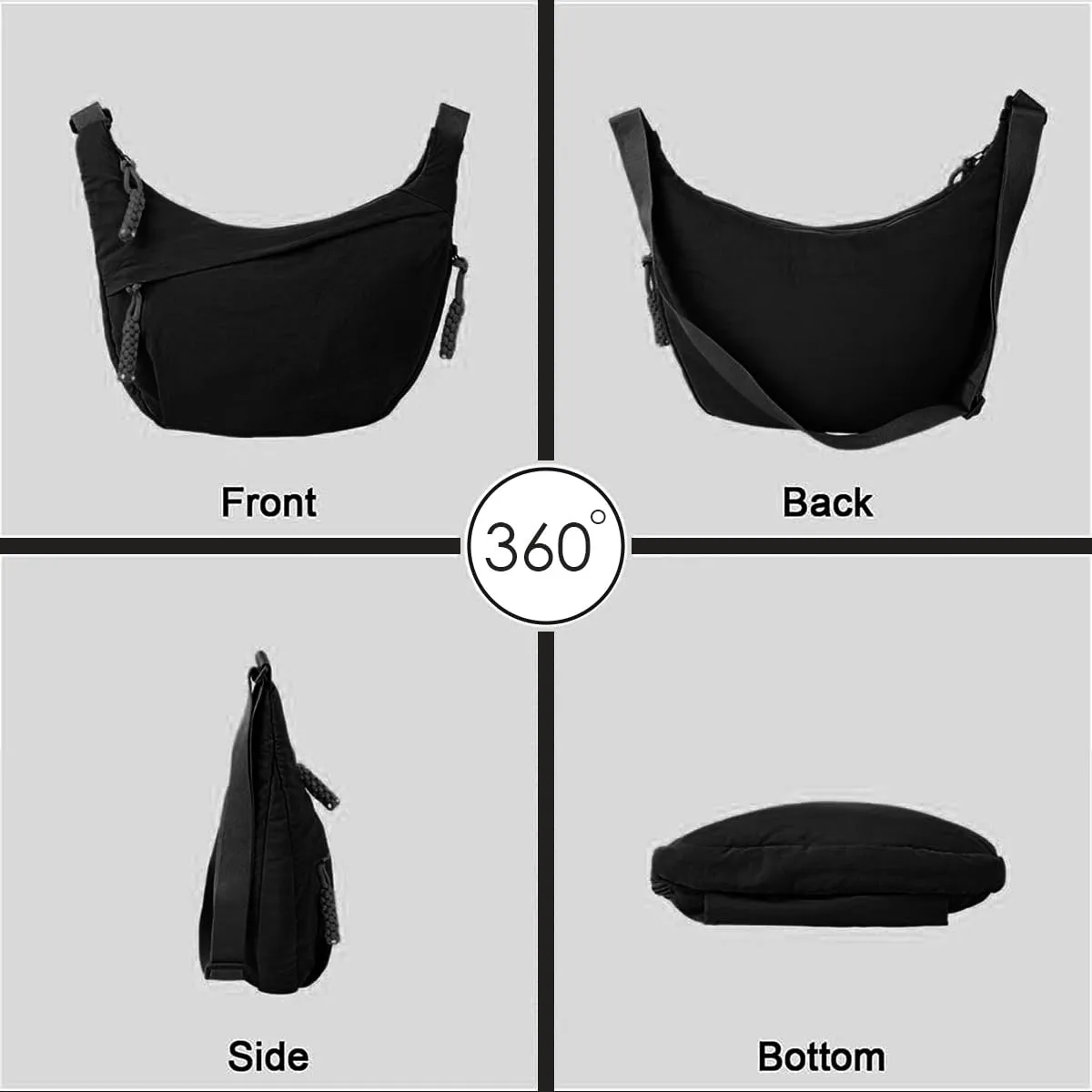 In-Depth Review: best travel crossbody bag - Lyrovo Travel Crossbody Crescent Bags for Women Over Shoulder Purse with Zipper Half Moon Sling Bag & 4 Lyrovo Travel Crossbody Cr - view 3