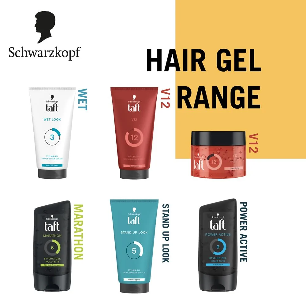 In-Depth Review: best hair gel men - Schwarzkopf TAFT Power V12 Hair Gel With Speed Hold Technology |Fast Drying formulation| Moisturising formula| No 8 best hair gel men view 6