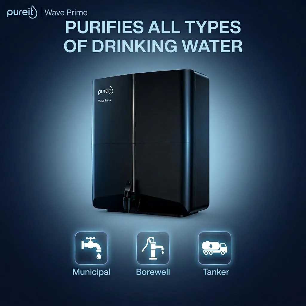 In-Depth Review: best water purifier home - Pureit Wave Prime Water Purifier for Home (Black) with RO+MF Filtration | Water Purifier Filter For Home | 7 Pureit Wave Prime Water Pu - view 6