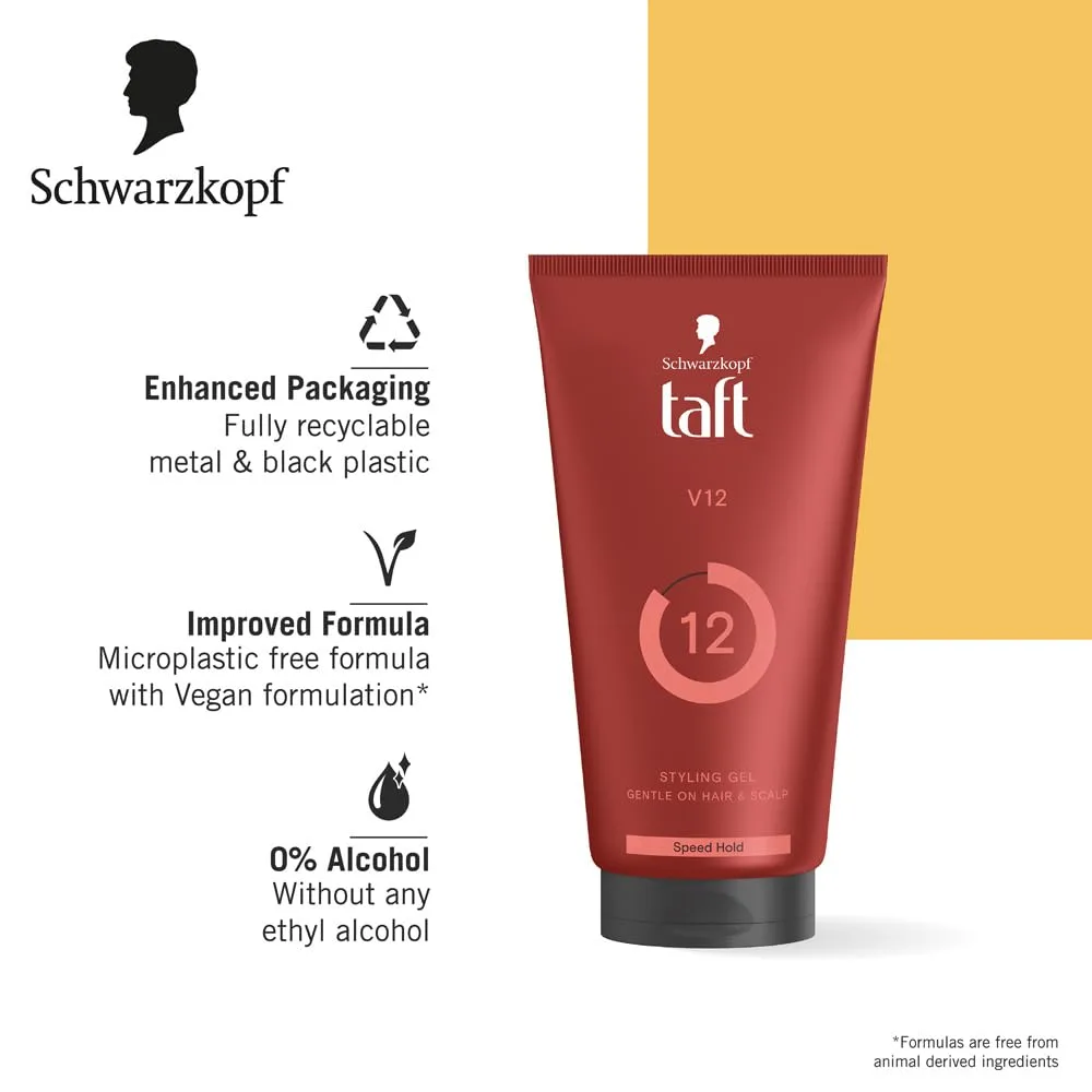 In-Depth Review: best hair gel men - Schwarzkopf TAFT Power V12 Hair Gel With Speed Hold Technology |Fast Drying formulation| Moisturising formula| No 7 best hair gel men view 5