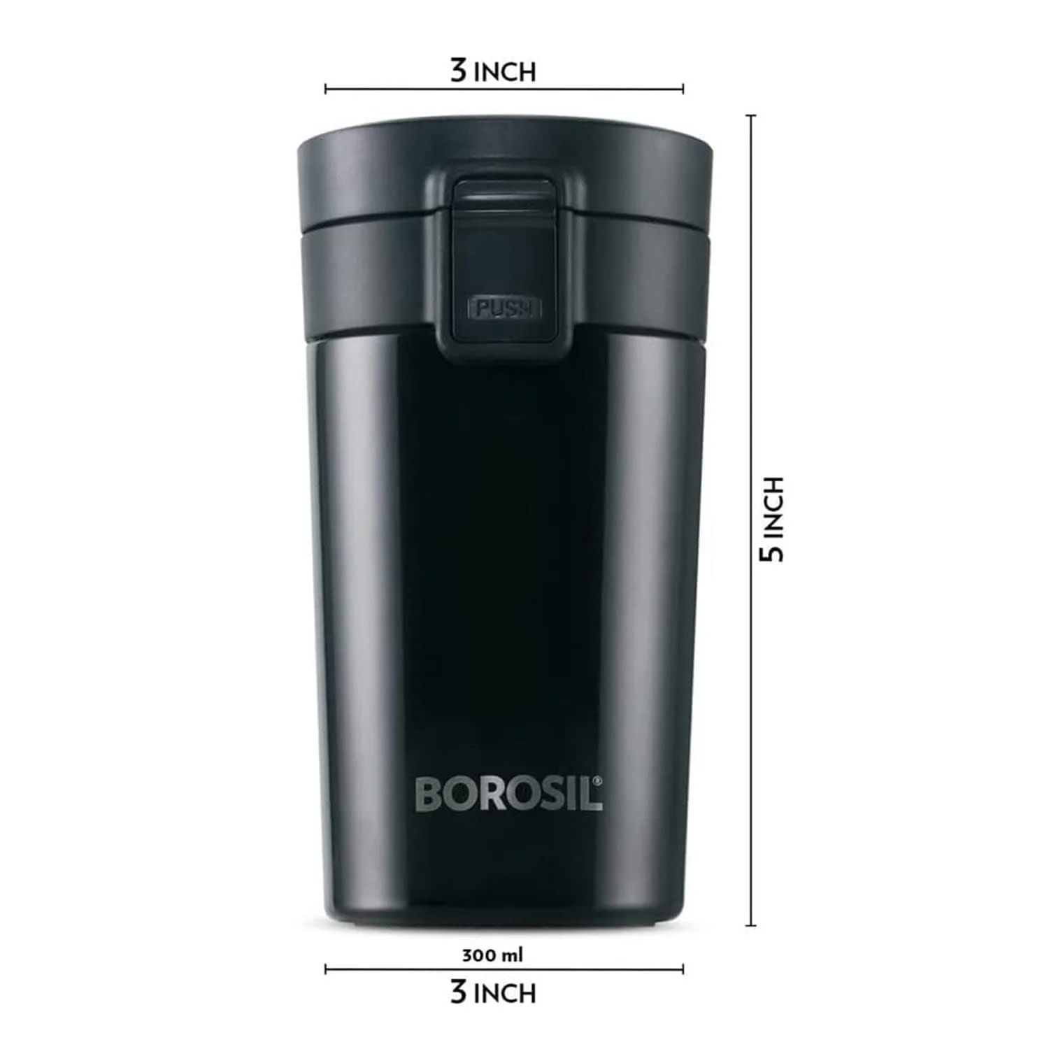best travel mug leak proof - Borosil 260ml Coffeemate Black 3 Borosil 260ml Coffeemate Bl - view 3