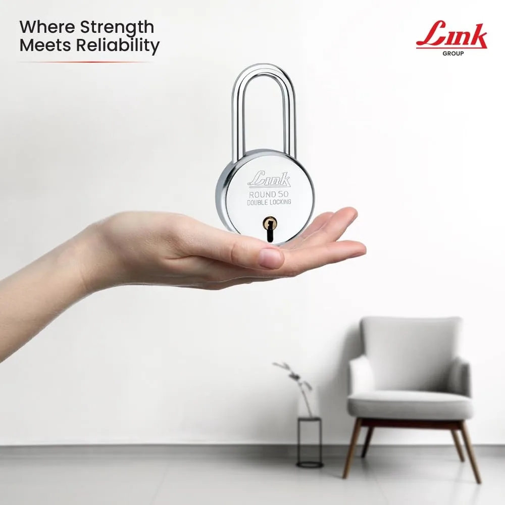 In-Depth Review: best bike u lock - Link Locks| Round 50MM Long Shackle Padlock with 3 Keys | Lock for Main Door, Gate, Shops, Office| Silver Finish | 6 Link Locks| Round 50MM L - view 5