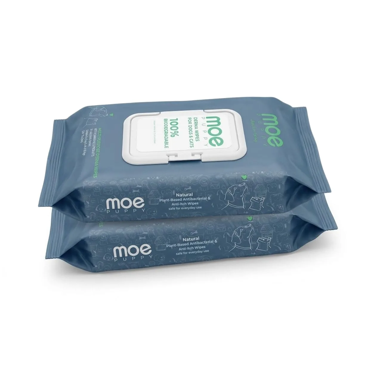 In-Depth Review: best dog ear cleaner - Moe Puppy Derma Wipes for Dogs & Cats | 100 Wipes (Pack of 2) | Biodegradable Pet Wipes | Chlorhexidine & 2 best dog ear cleaner