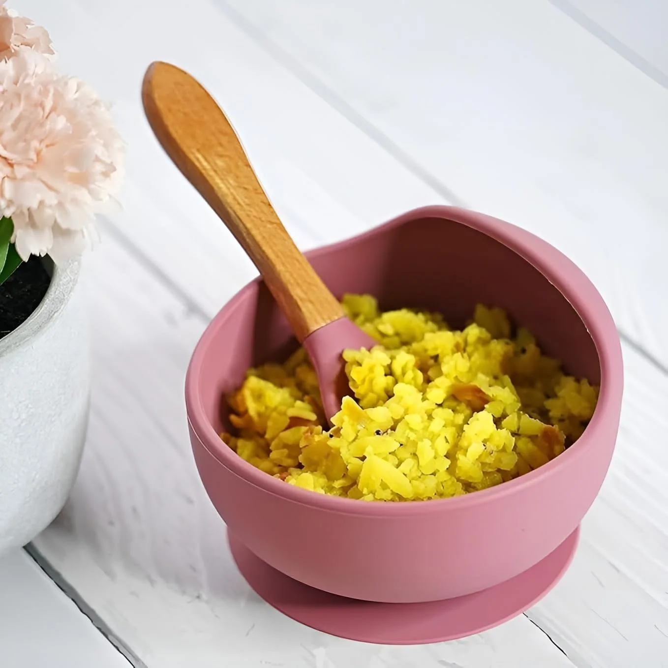 In-Depth Review: best baby snack cup - Baby Feeding Bowl & Spoon Set | Silicone Suction Bowl for Baby Food | BPA-Free Baby Bowl and Spoon Set | (Wine 4 Baby Feeding Bowl & Spoo - view 3