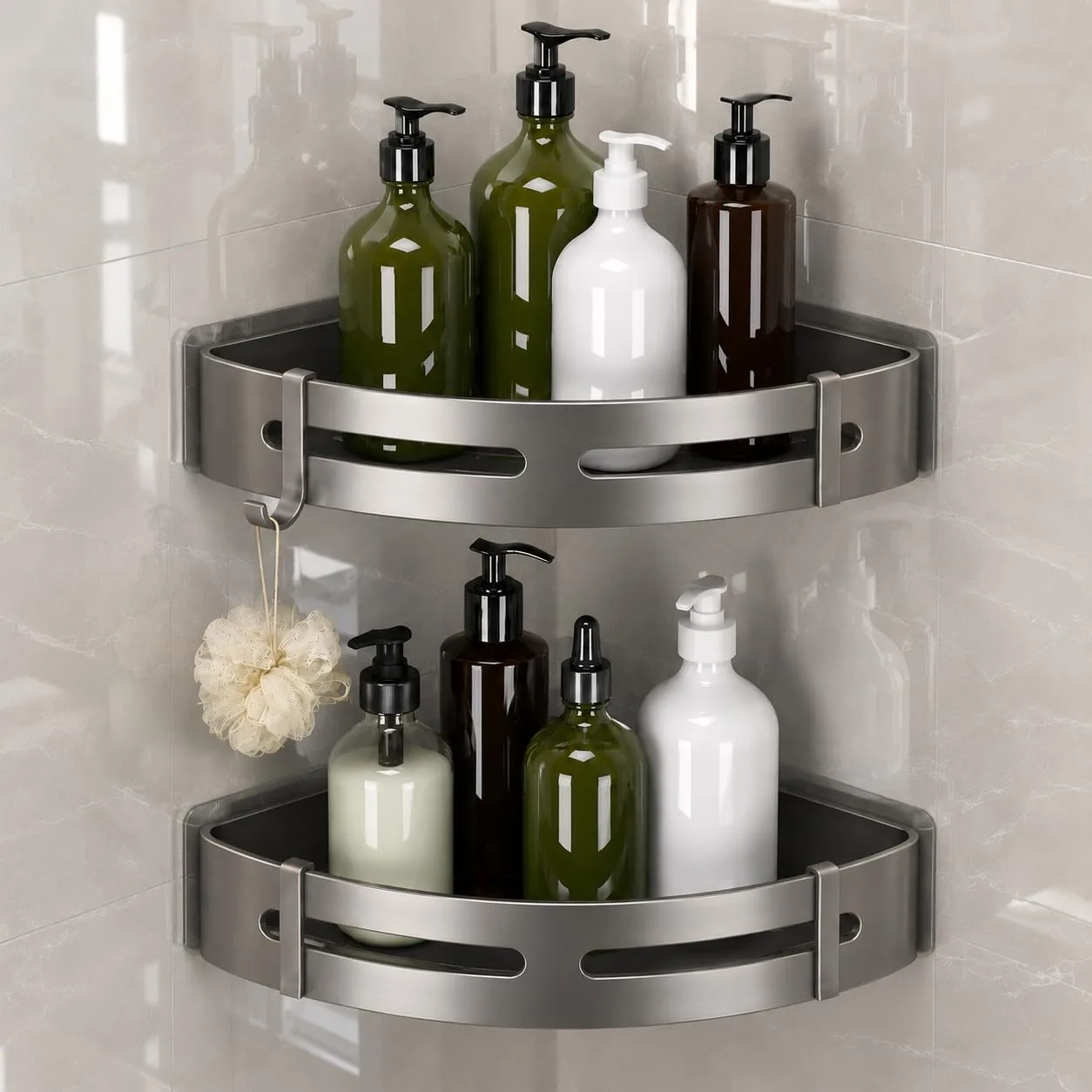 In-Depth Review: best wall mounted shelf - Hallstatt Pack of 2, Self Adhesive Aluminum Corner Bathroom Shelf for Wall Shelf Organizer Bathrooms Shelve 2 best wall mounted shelf