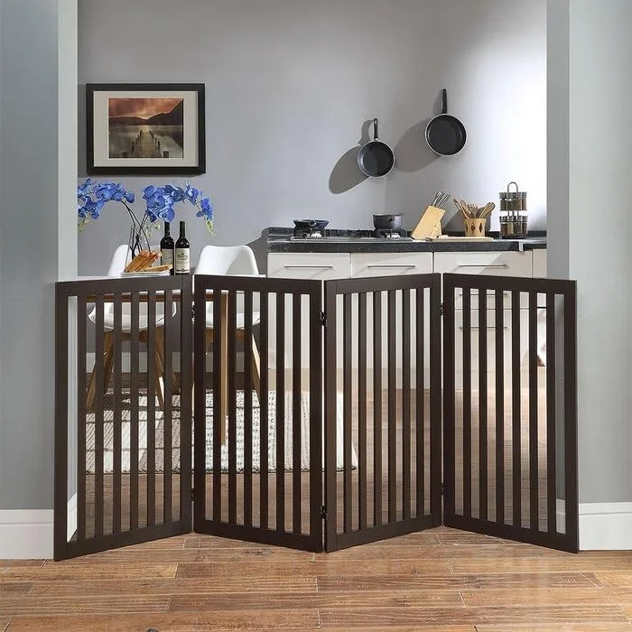 In-Depth Review: best pet gate barrier - Wooden Freestanding Pet Room Divider for Kids’ Safety | Pet Safety Barrier | Indoor Pet Puppy Safety Fe 3 Wooden Freestanding Pet Ro - view 2