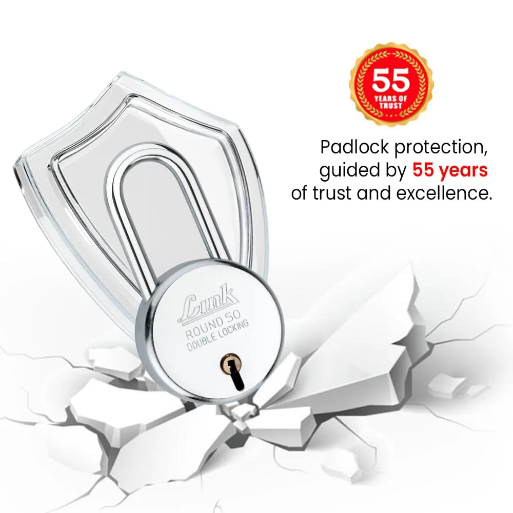 In-Depth Review: best bike u lock - Link Locks| Round 50MM Long Shackle Padlock with 3 Keys | Lock for Main Door, Gate, Shops, Office| Silver Finish | 4 Link Locks| Round 50MM L - view 3