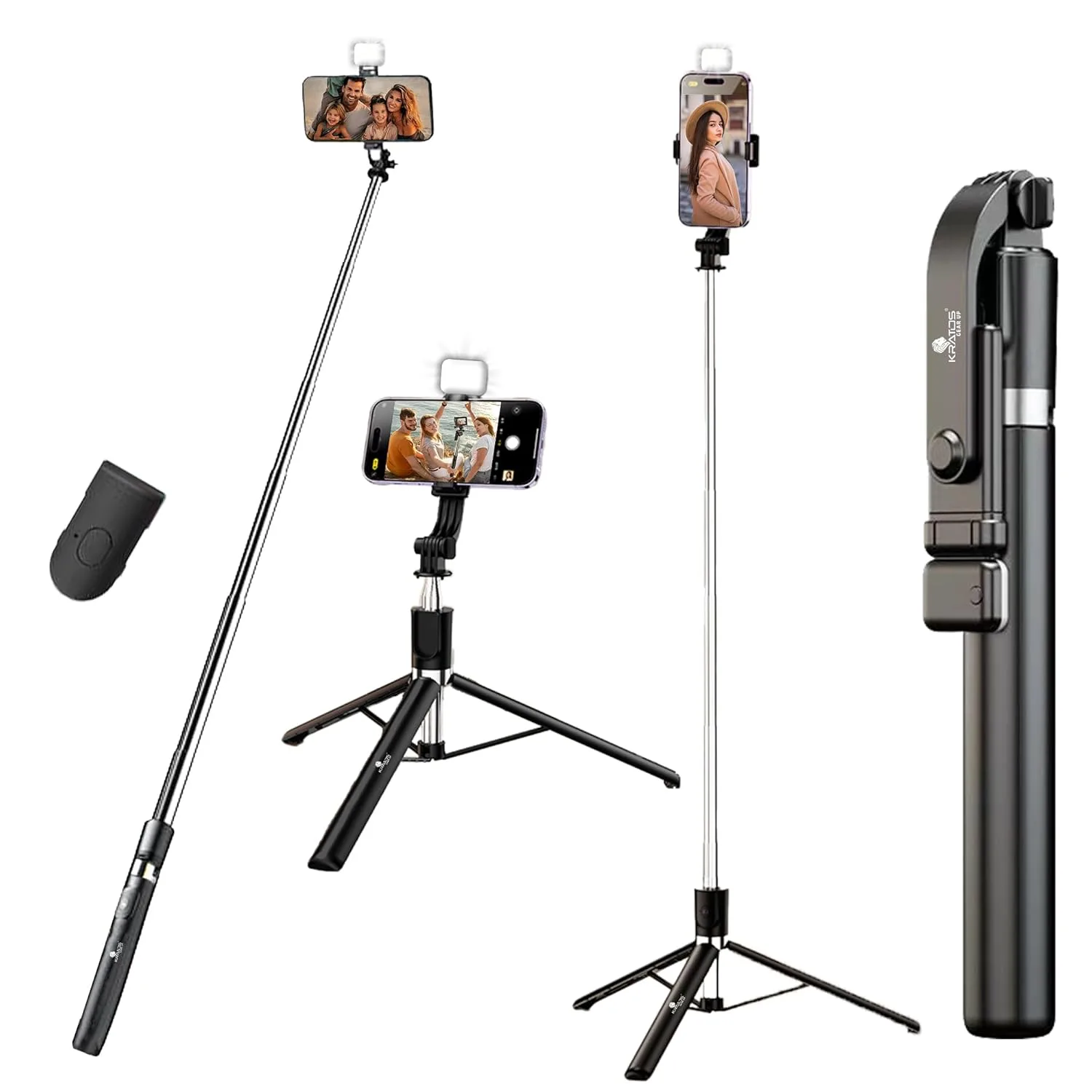 In-Depth Review: best travel selfie stick - Kratos K9 Selfie Stick Tripod With Light, 67 inch /170CM Reinforced Tripod for Mobile Phone, Multi-Functio 2 best travel selfie stick