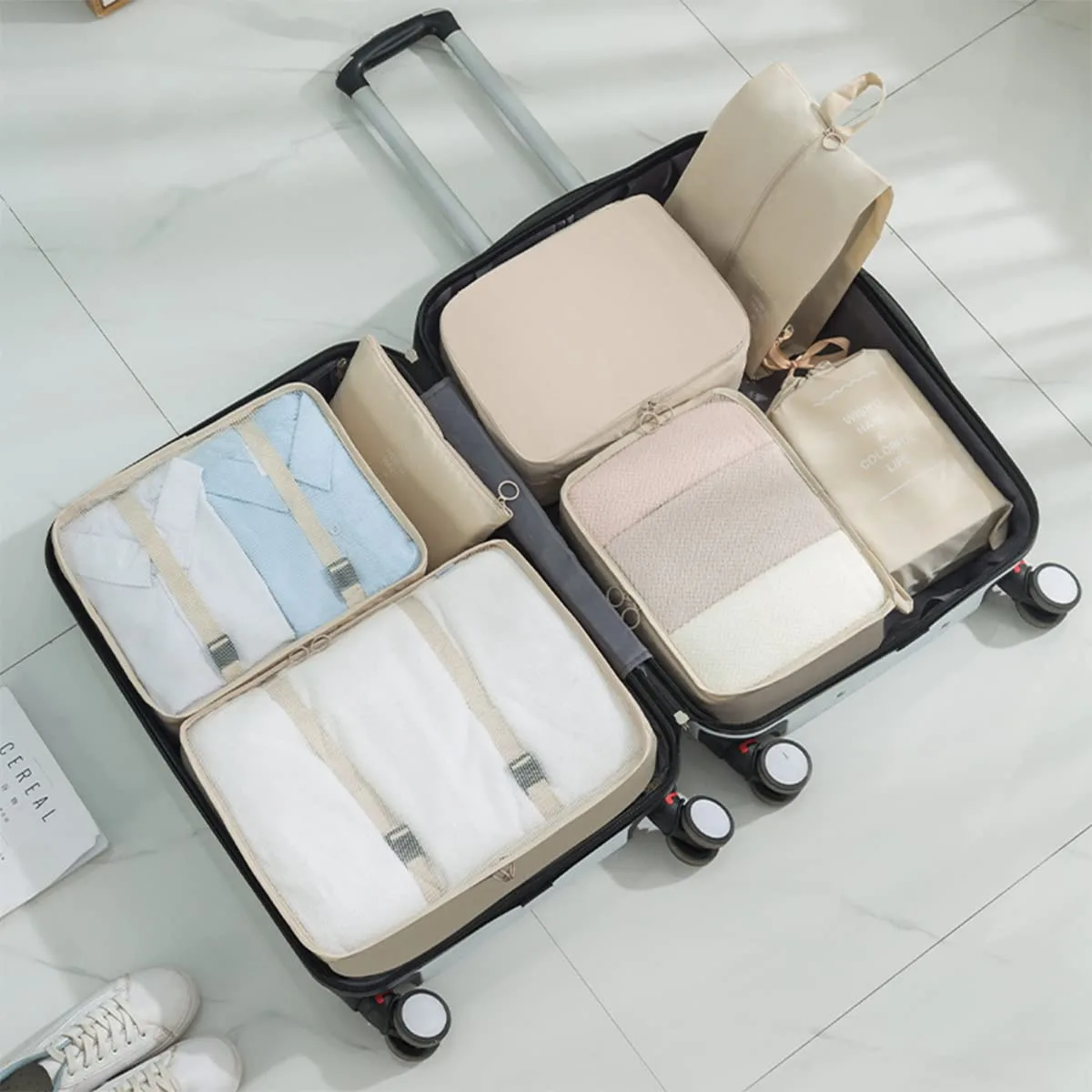 In-Depth Review: best packing cubes set - PETRICE Polyester Travel Organizer 7 In 1 Travel Laundry Cosmetics Luggage Packing Organizers Set Makeup Bag 7 PETRICE Polyester Travel Or - view 6