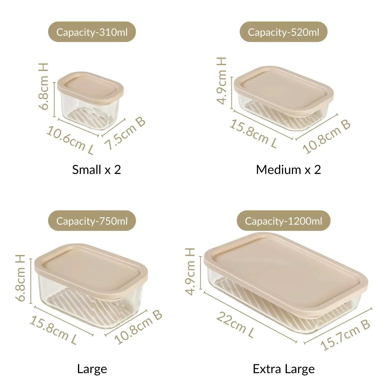 In-Depth Review: best pantry storage containers - Nestasia Groovo Glass Containers for Fridge Storage Set of 6 (S-310ml x 2, M-520ml x 2, L-750ml, XL- 3 best pantry storage containers view 1