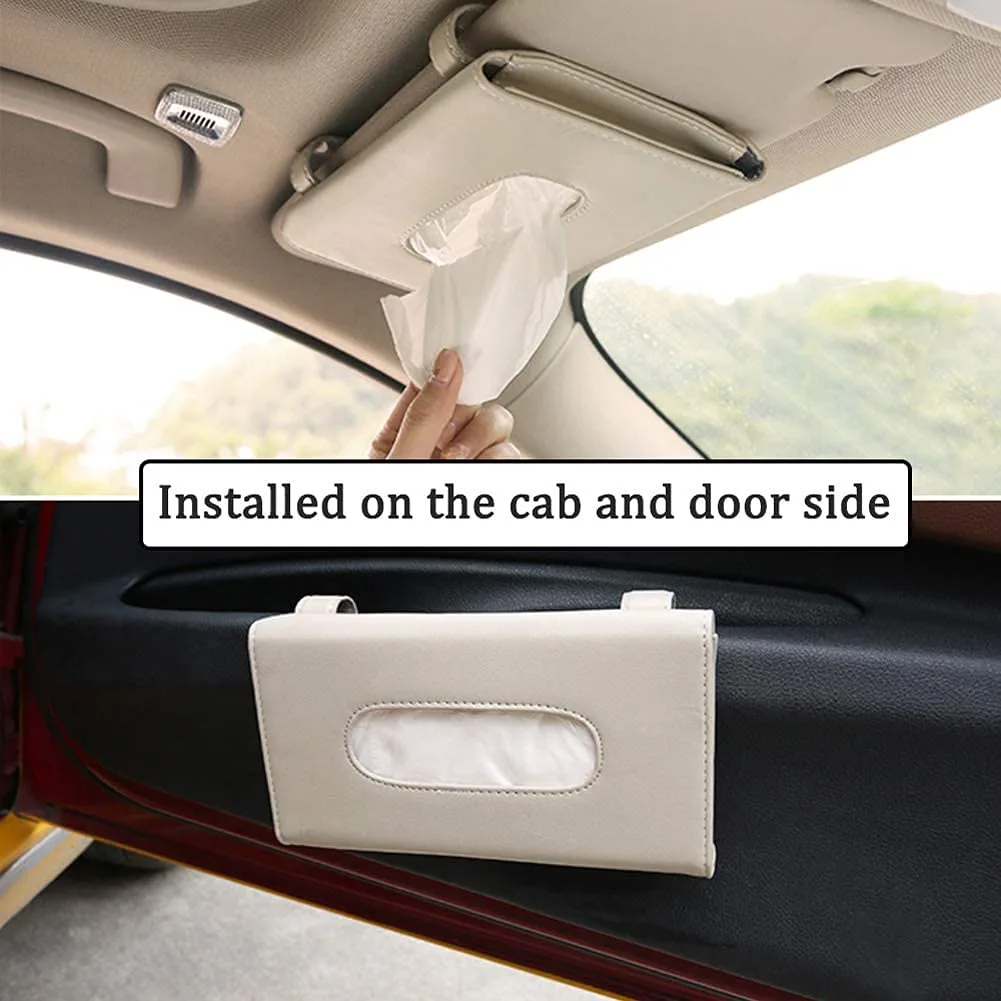 In-Depth Review: best car tissue holder - Detachi Car Tissue Holder, Sun Visor Napkin Holder, Car Visor Tissue Holder, Tissue Holder for Car (Beige) | 4 best car tissue holder view 2