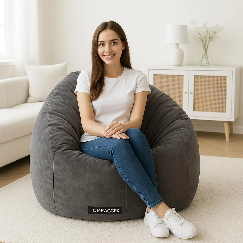 In-Depth Review: best bean bag chair - Velvet Bean Bag with Filled Beans 3XL Bean Bag Chair | Capacity Upto 120 Kg Weight | XXXL Filled Bean Bag Sofa, 2 best bean bag chair