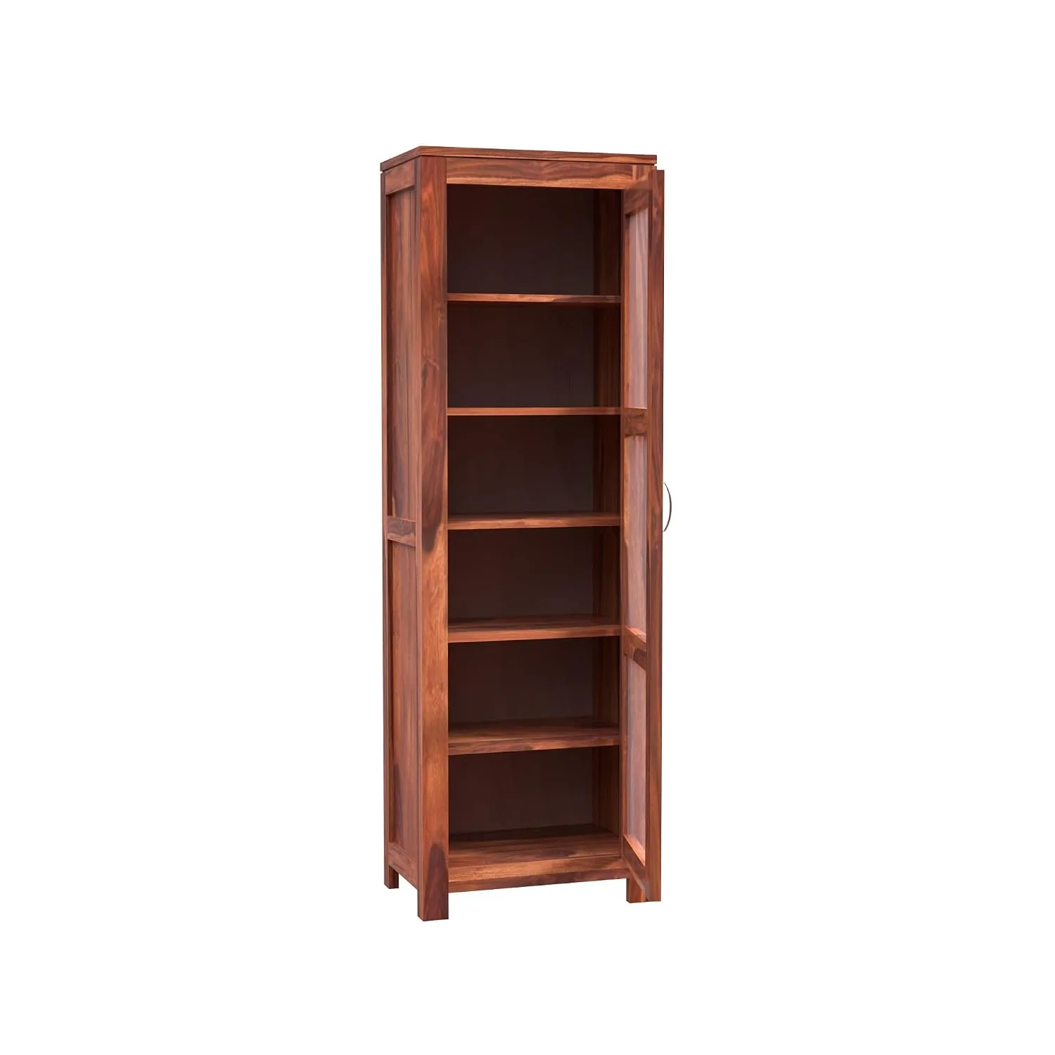 In-Depth Review: best bookshelf storage - Solid Sheesham Wood Natural Book Shelf, Showcase Glass Door Crockery Storage Unit Or Bookcase, 6-Shelf Woode 5 Solid Sheesham Wood Natur - view 4