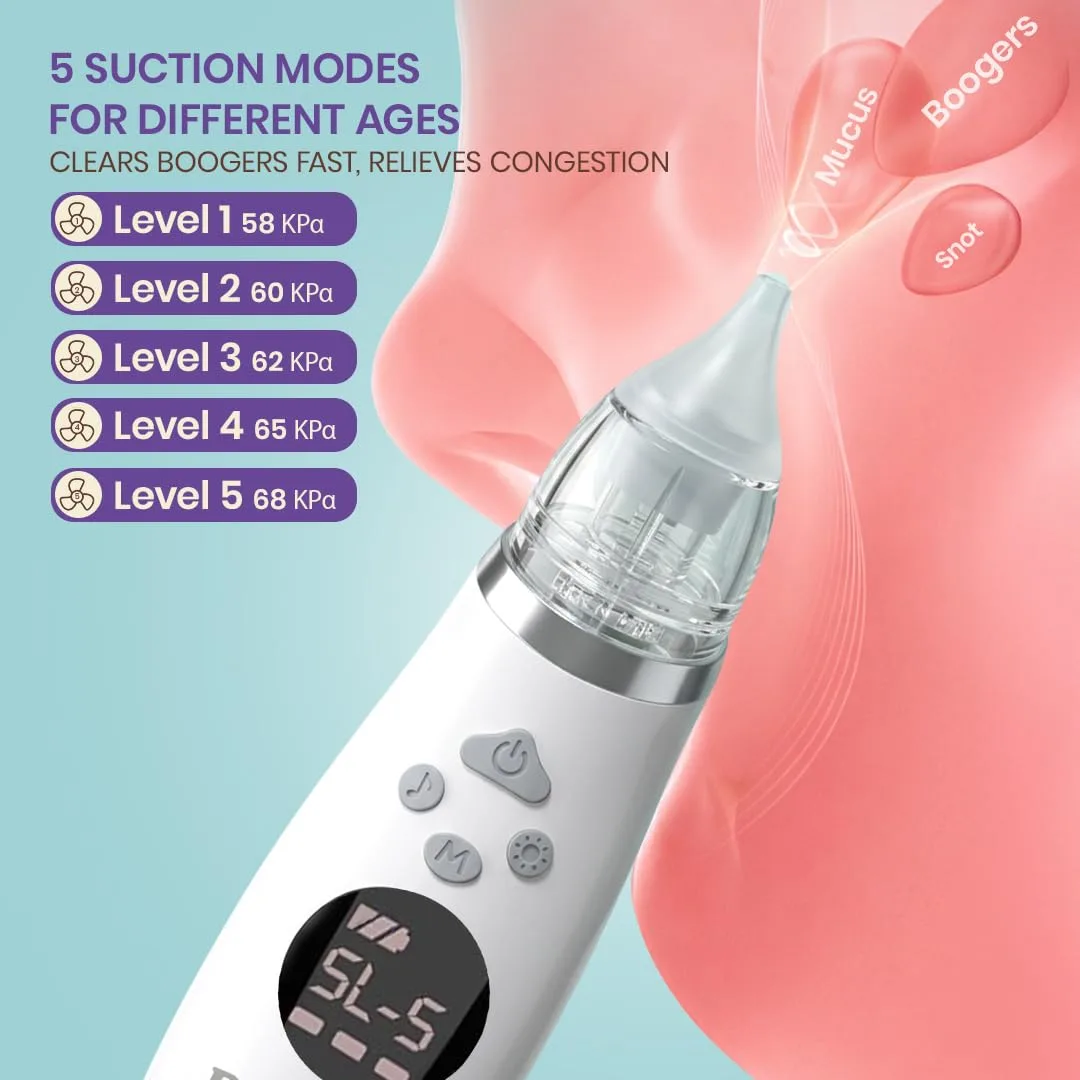 In-Depth Review: best baby nail clipper set - NoseBliss Baby Nose Cleaner Rechargeable IPX6 Waterproof Electric Nasal Aspirator with 5 Suction Levels 4 NoseBliss Baby Nose Cleaner R - view 3