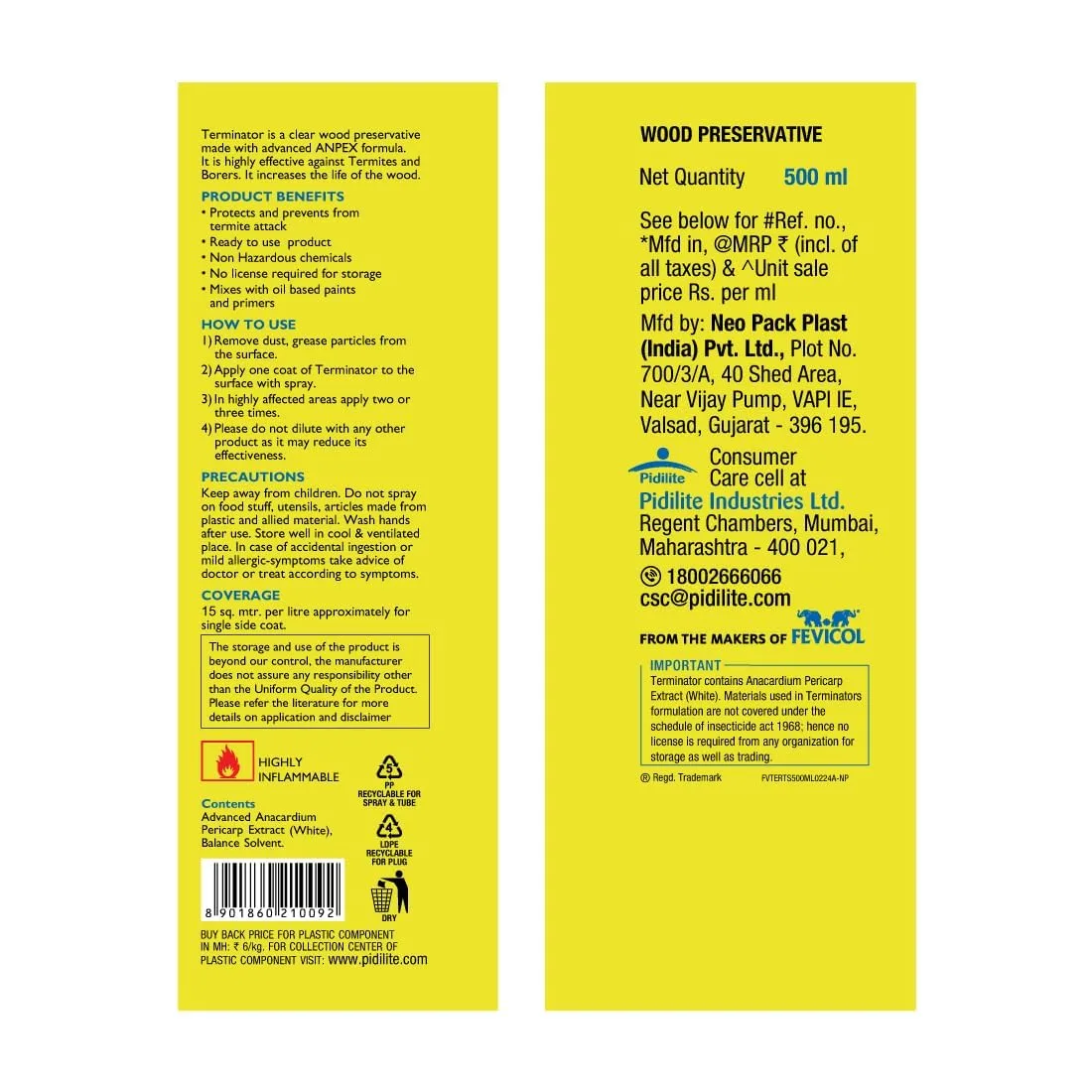 In-Depth Review: best termite control spray - Terminator Eco-Friendly Termite Killer Spray| 500ml | Wood Preservative and Termite, Borer and Insect Re 3 Terminator Eco-Friendly Termit - view 2