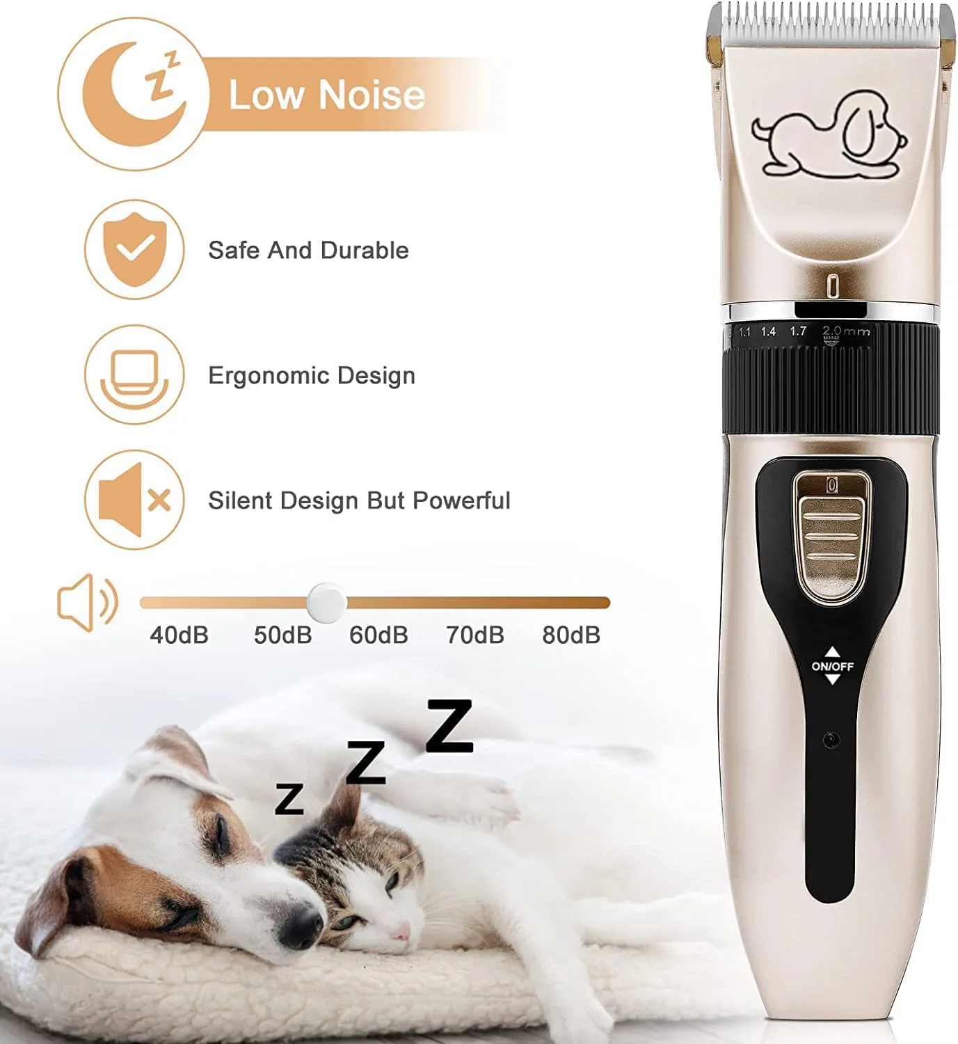 In-Depth Review: best pet grooming kit india - NEWKIBOU Electric Clipper for Dogs and Cats, 4-in-1 Pet Grooming Kit with 4 Combs (3-6-9-12mm), Low Noi 7 NEWKIBOU Electric Clipper fo - view 6