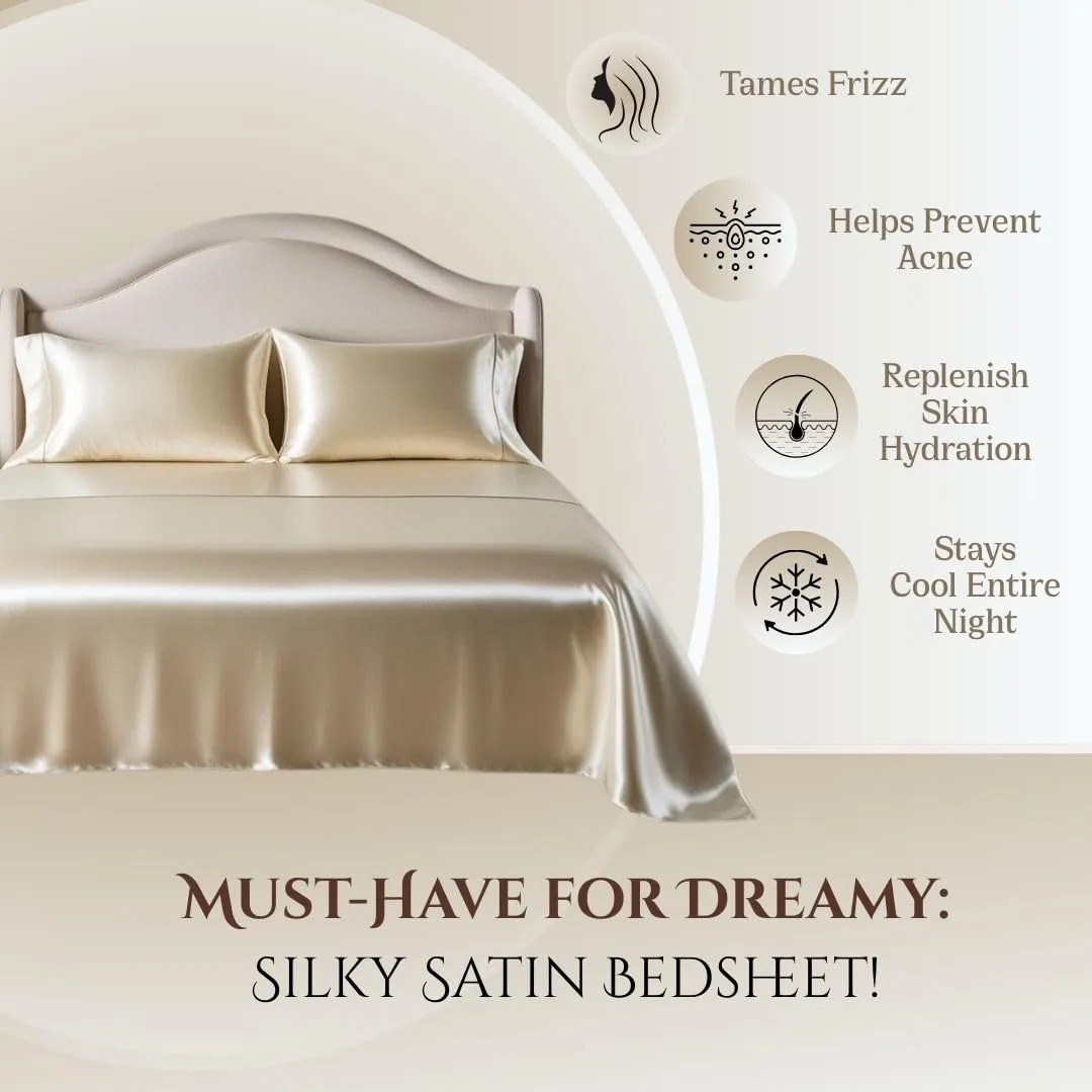 best bed sheet set cotton - Filbert® Satin Bedsheet with 2 6 Filbert® Satin Bedsheet with - view 6