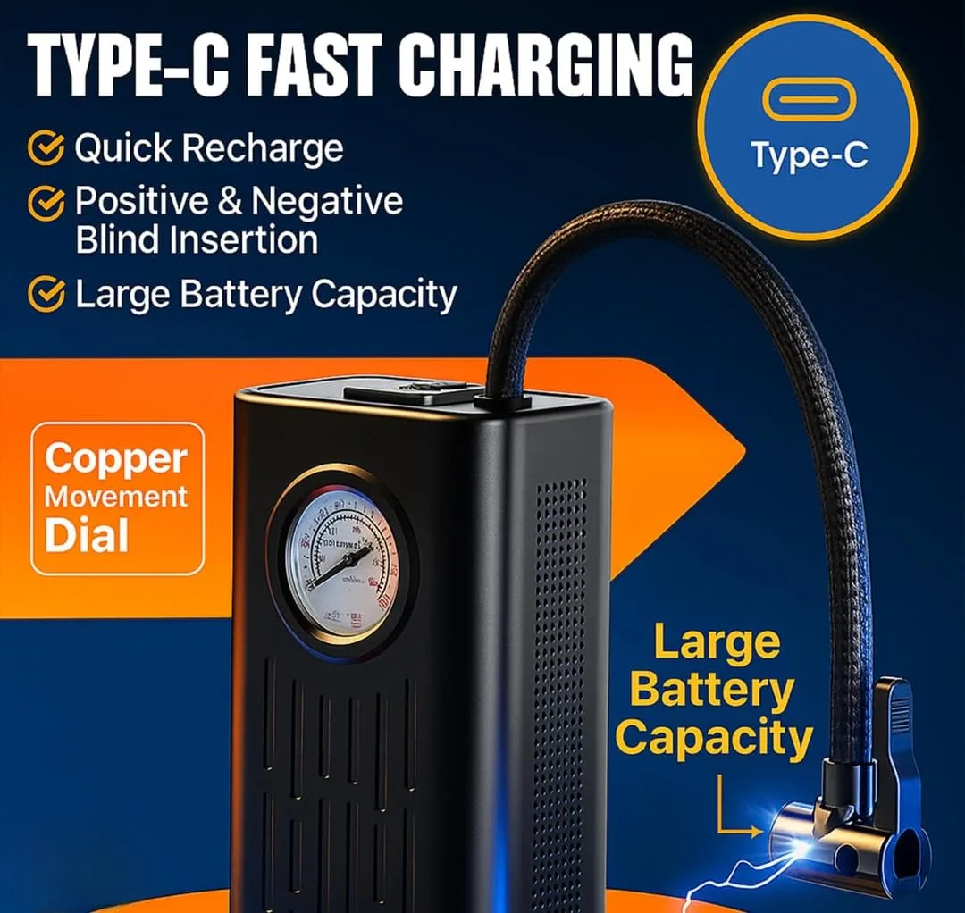 In-Depth Review: best bike air compressor portable - ARJ Cordless Air Pump for Car & Bike Tyres – Portable Electric Air Compressor with Pressur 3 ARJ Cordless Air Pump f - view 2