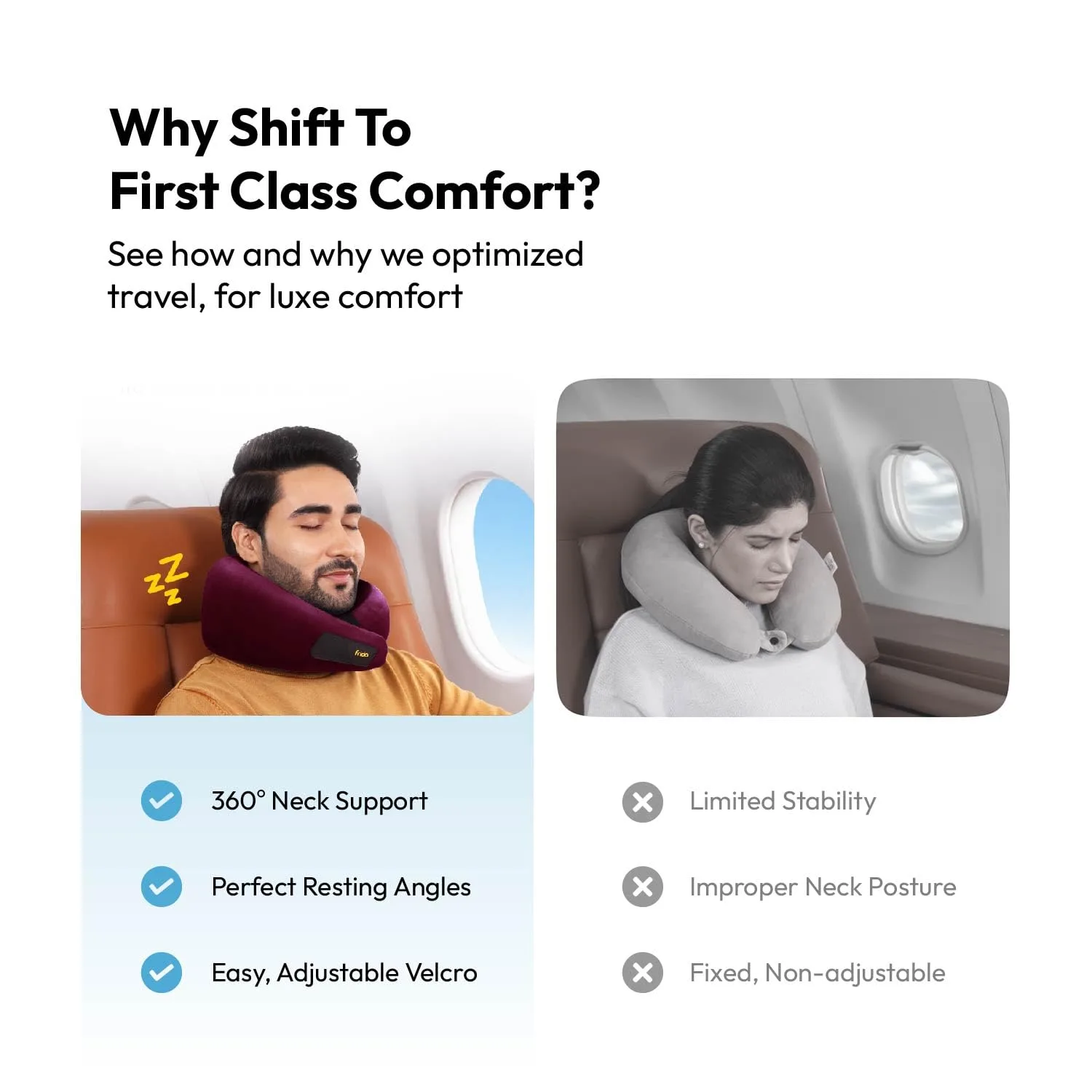 In-Depth Review: best travel pillow memory foam - Frido Travel Neck Pillow, 100% Hi-Per Foam, Lightweight Neck Support Pillow, Neck Pillow for Flight 3 Frido Travel Neck Pillow, - view 2