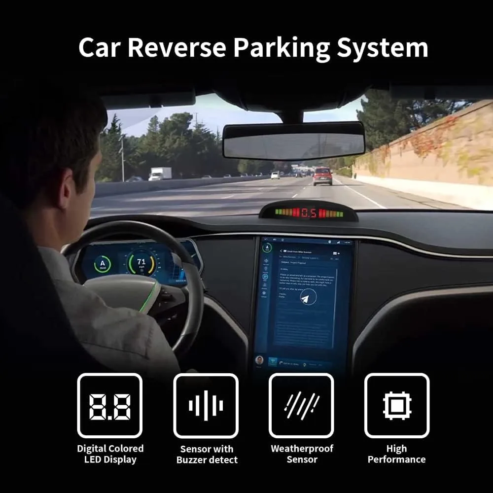 In-Depth Review: best car parking sensor - AutoBizarre Reverse Parking Sensor Kit with 4 Parking Sensors, LED Distance Display with Sound Warning For 3 AutoBizarre Reverse Parking Sen - view 2