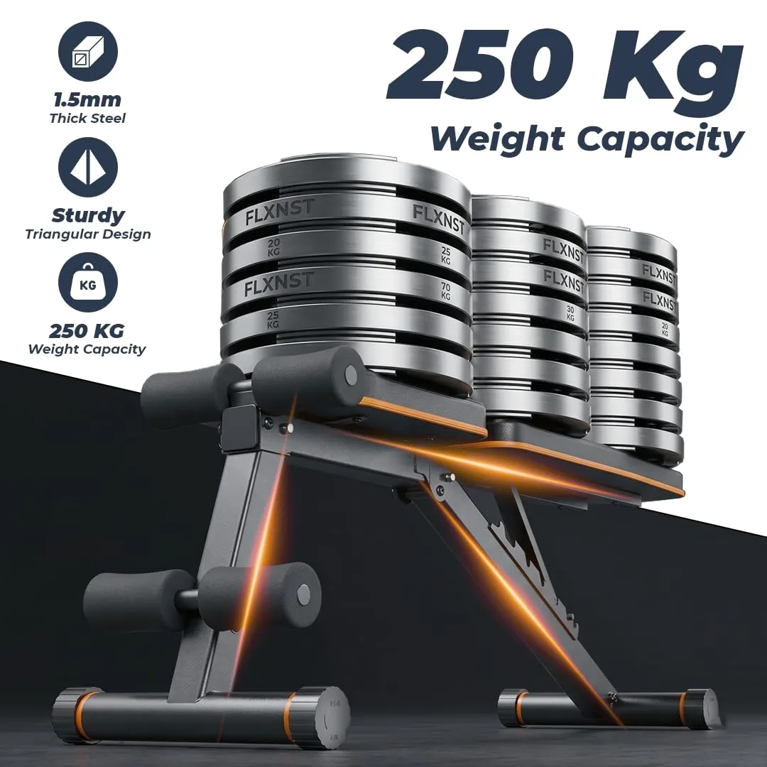 In-Depth Review: best gym bench foldable - Flexnest Commercial Grade Adjustable And Foldable Gym Bench Incline,Decline & Flat 250 Kg Capacity Fit 4 best gym bench foldable view 2