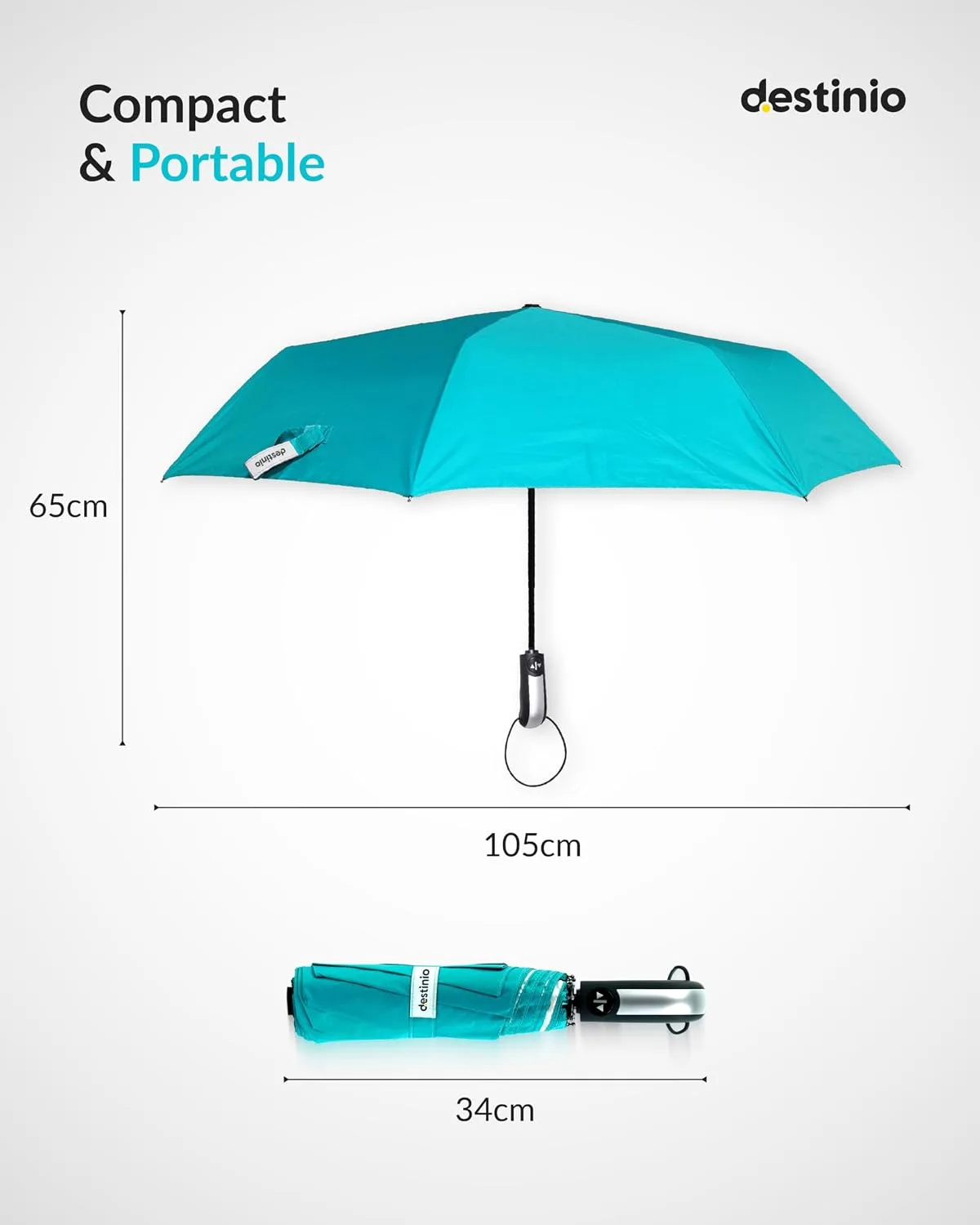 In-Depth Review: best travel umbrella compact - Destinio Umbrella for Women, Umbrella for Men – Automatic 3 Fold Windproof for Travel with Auto 5 Destinio Umbrella for Women, - view 4
