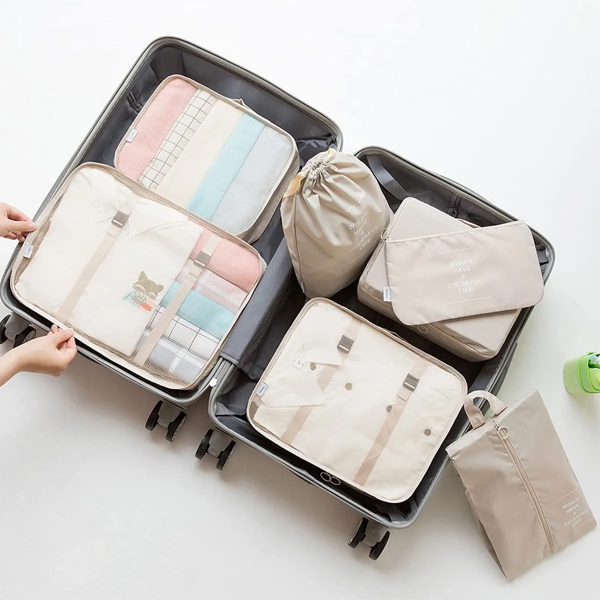 In-Depth Review: best packing cubes set - PETRICE Polyester Travel Organizer 7 In 1 Travel Laundry Cosmetics Luggage Packing Organizers Set Makeup Bag 6 PETRICE Polyester Travel Or - view 5