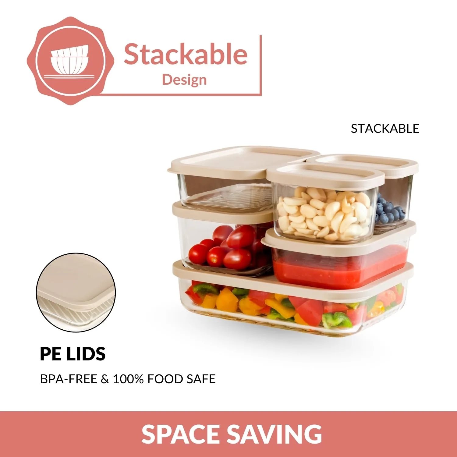 In-Depth Review: best pantry storage containers - Nestasia Groovo Glass Containers for Fridge Storage Set of 6 (S-310ml x 2, M-520ml x 2, L-750ml, XL- 8 best pantry storage containers view 6