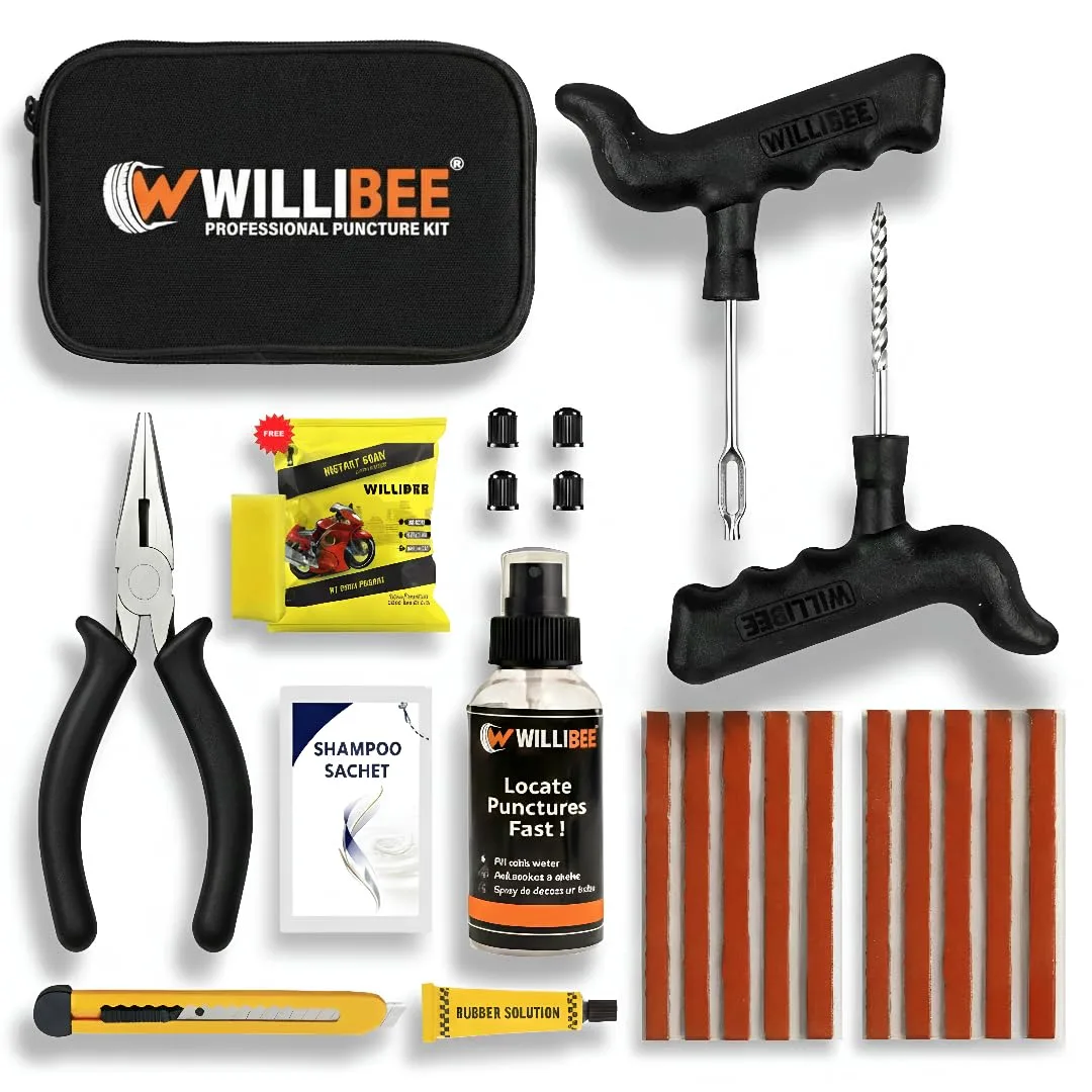 In-Depth Review: best bike puncture kit tubeless - WILLIBEE 11-in-1 (Pack of 10 Strips) Tubeless Tyre Puncture Repair Kit for Car & Bike | Heavy- 1 best bike puncture kit tubeless
