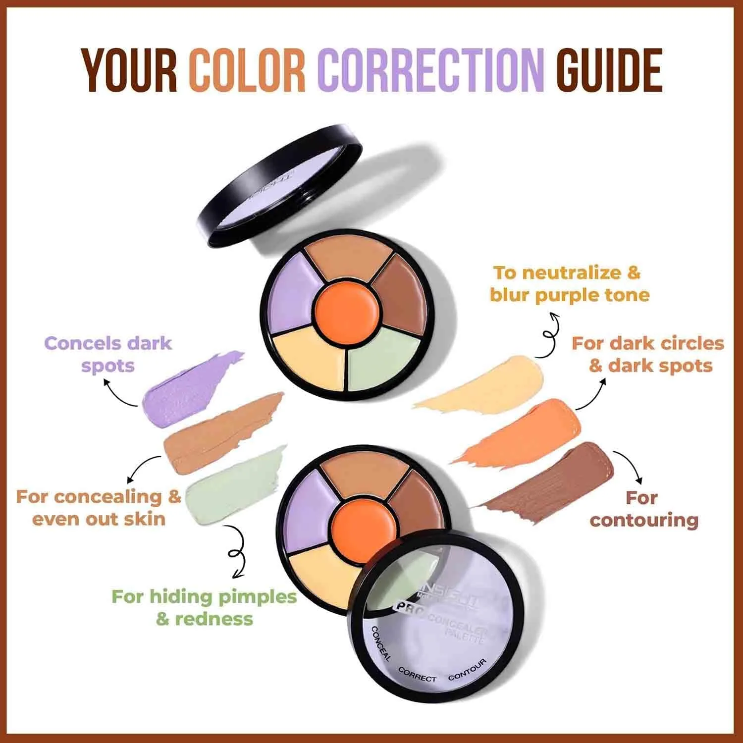 In-Depth Review: best concealer for dark circles - INSIGHT Pro Concealer Palette – Shade Corrector | Makeup Wheel for Face | Satin–Matte Finis 4 INSIGHT Pro Concealer Palet - view 3