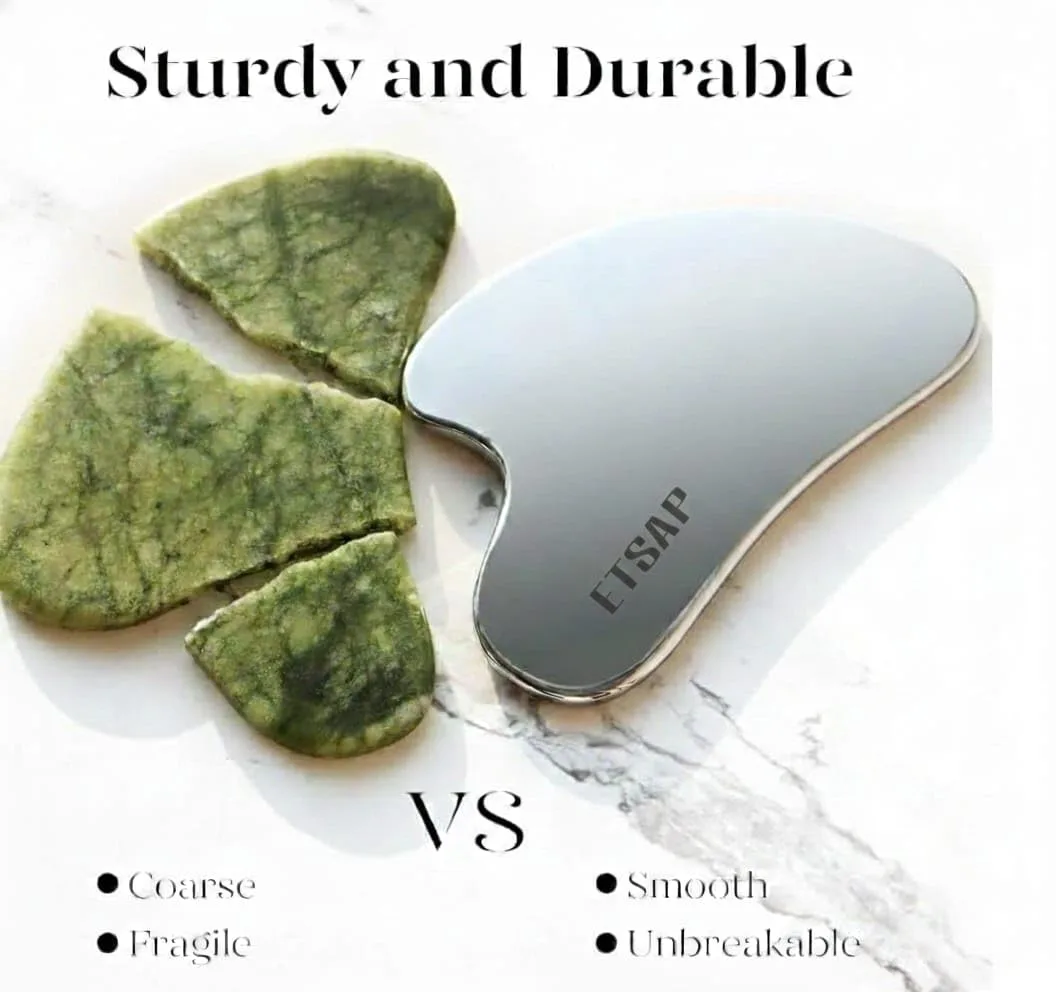 In-Depth Review: best gua sha tool - Premium Stainless Steel Gua Sha,Metal Gua Sha Facial Tool. Firm Face Muscles, Reduce Puffiness, Facial Tension, H 4 Premium Stainless Steel Gua - view 3
