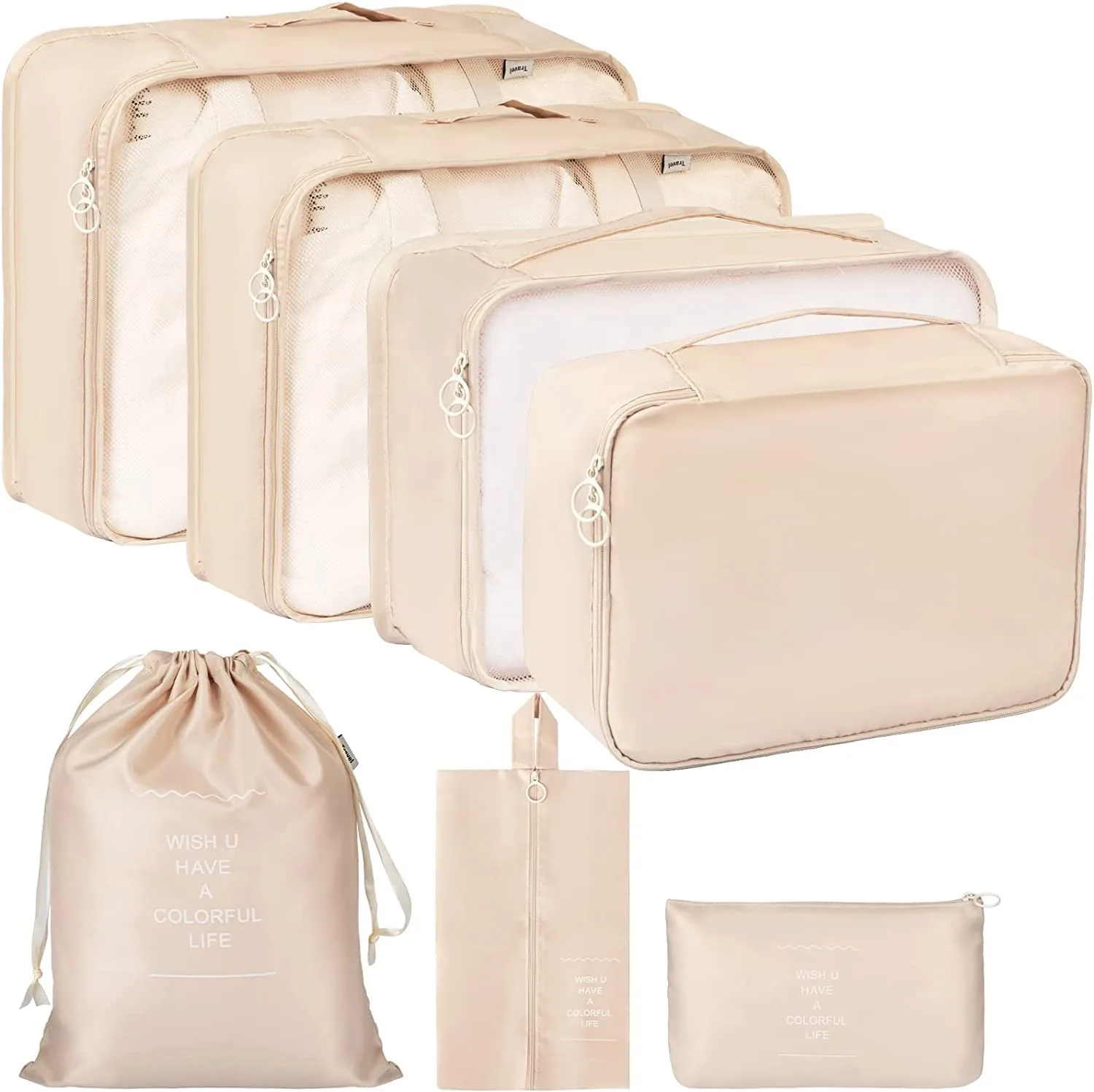 In-Depth Review: best packing cubes set - PETRICE Polyester Travel Organizer 7 In 1 Travel Laundry Cosmetics Luggage Packing Organizers Set Makeup Bag 1 best packing cubes set