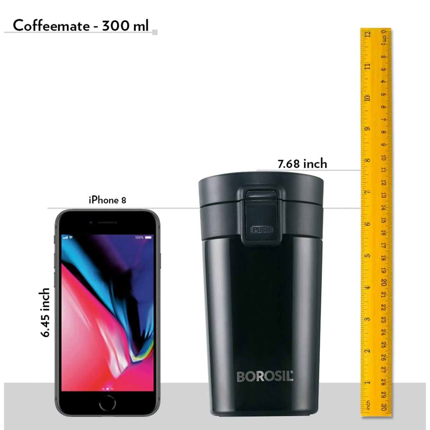 best travel mug leak proof - Borosil 260ml Coffeemate Black 6 Borosil 260ml Coffeemate Bl - view 6