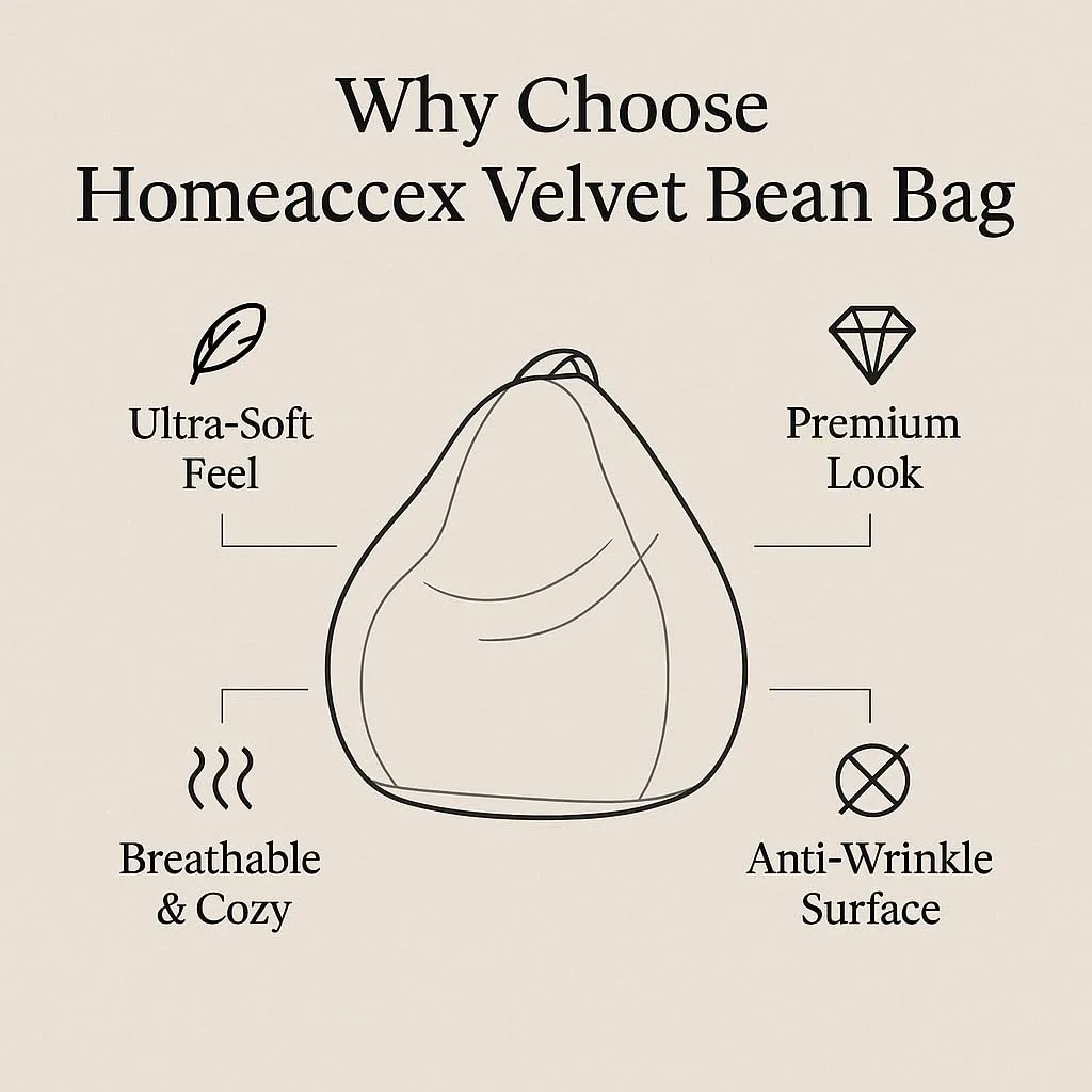 In-Depth Review: best bean bag chair - Velvet Bean Bag with Filled Beans 3XL Bean Bag Chair | Capacity Upto 120 Kg Weight | XXXL Filled Bean Bag Sofa, 3 Velvet Bean Bag with Fille - view 2