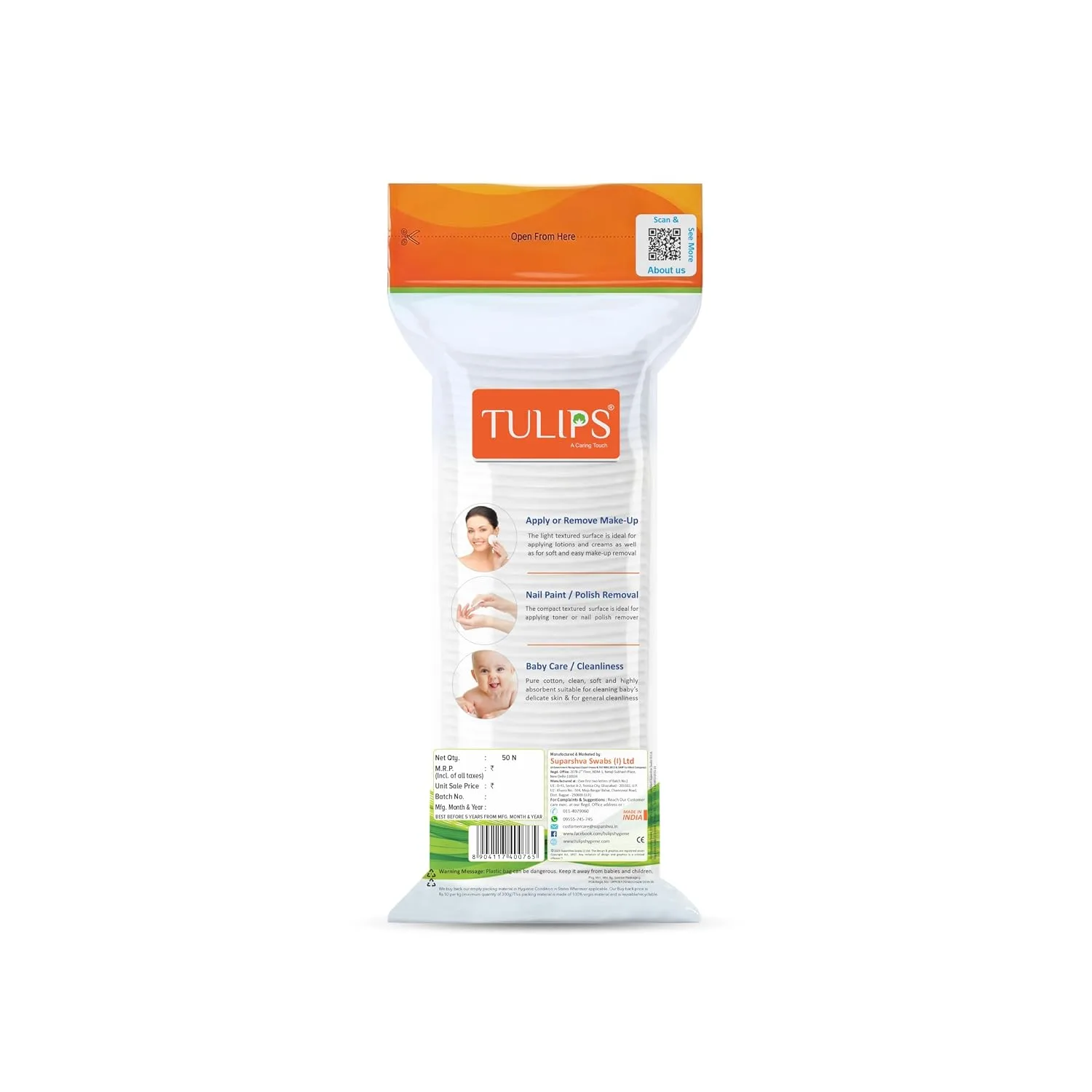 In-Depth Review: best makeup wipes - Tulips 50 Round Facial Cotton Pads in a Ziplock Bag (Pack of 2); Made from 100% Pure Soft Cotton, Best for Applyi 3 Tulips 50 Round Facial Cot - view 2