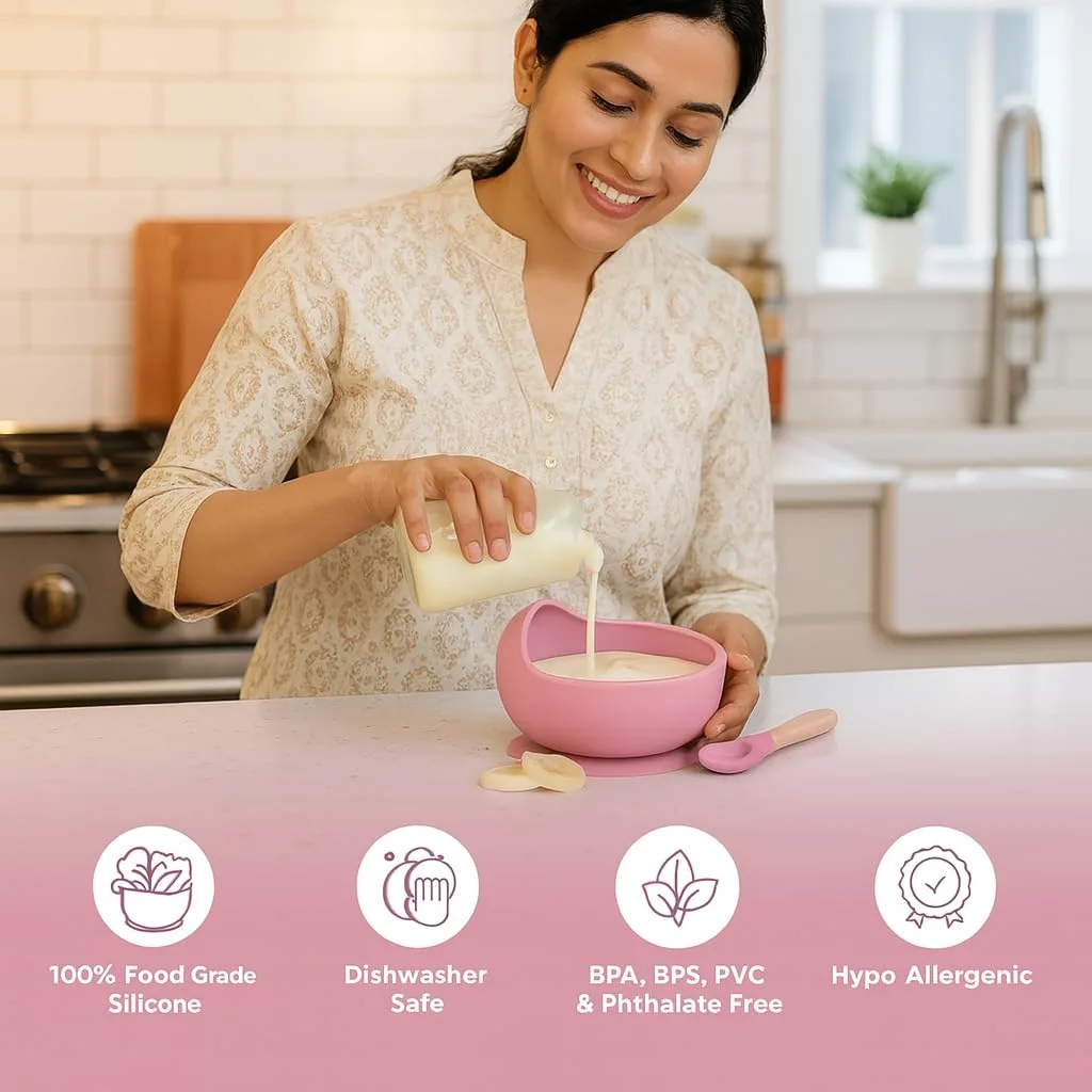 In-Depth Review: best baby snack cup - Baby Feeding Bowl & Spoon Set | Silicone Suction Bowl for Baby Food | BPA-Free Baby Bowl and Spoon Set | (Wine 3 Baby Feeding Bowl & Spoo - view 2