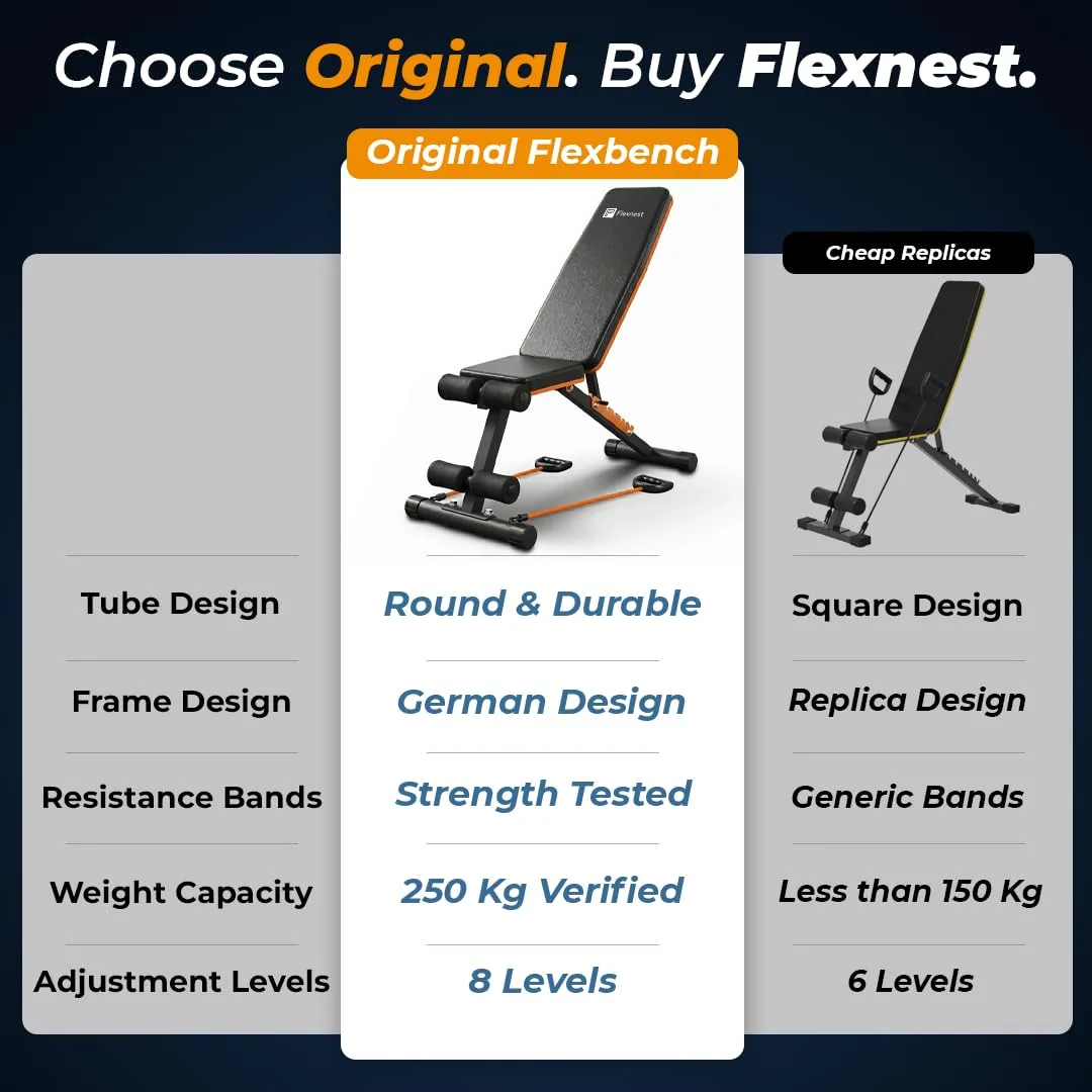 In-Depth Review: best gym bench foldable - Flexnest Commercial Grade Adjustable And Foldable Gym Bench Incline,Decline & Flat 250 Kg Capacity Fit 8 best gym bench foldable view 6