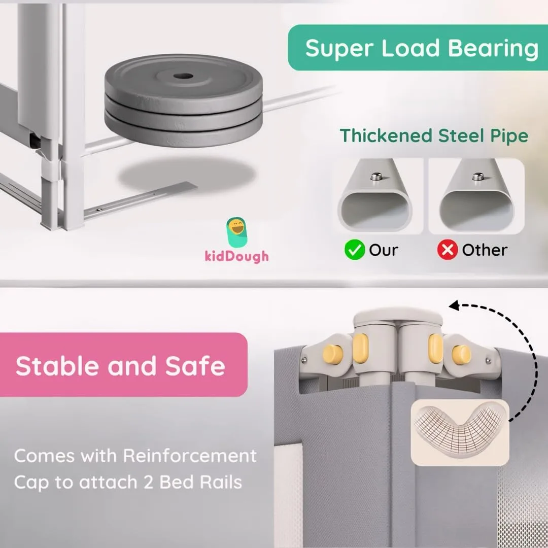 In-Depth Review: best baby cabinet lock - KidDough Bed Rail Guard for Kids Safety Bed Rail for Baby Safety (6.5ftX6ftX6.5ft, 3 Sides, Grey) | | best b 6 KidDough Bed Rail Guard for - view 5