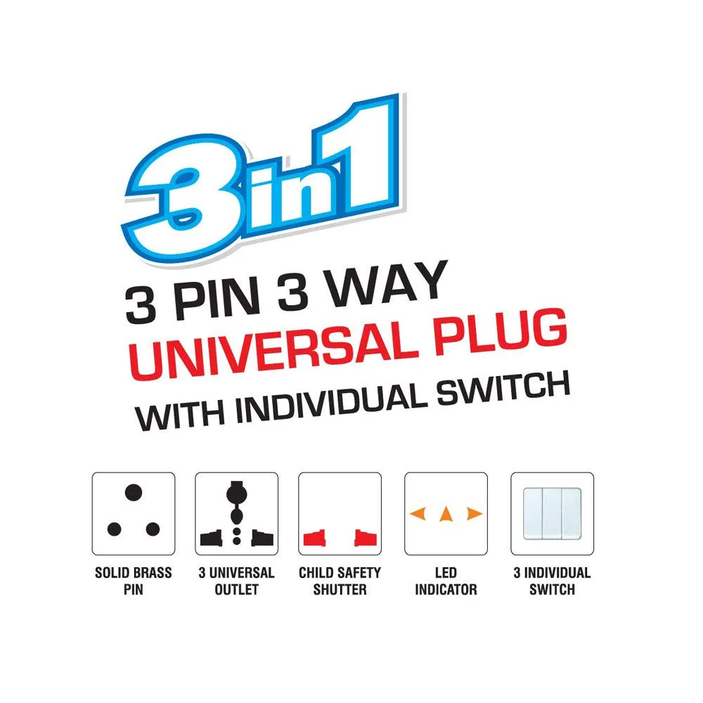 best travel adapter plug - Hi-Plasst 3-Pin Multi Plug Socket 3 Hi-Plasst 3-Pin Multi Plug So - view 3