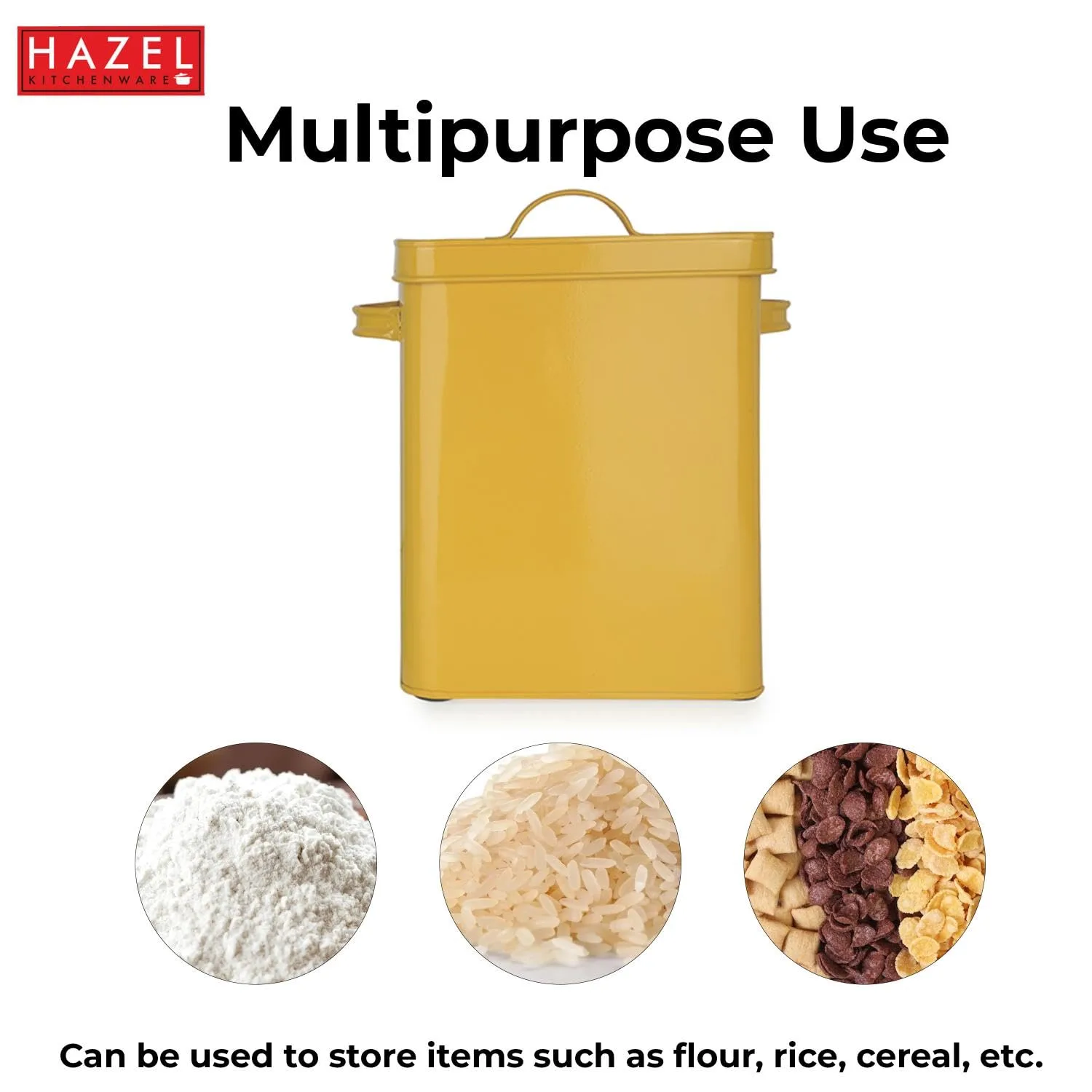 In-Depth Review: best pet food storage container - HAZEL Pet Food Container with Lid | Metal Multipurpose Containers for Dog food, Yellow, 6600 ML | | 6 HAZEL Pet Food Container - view 5