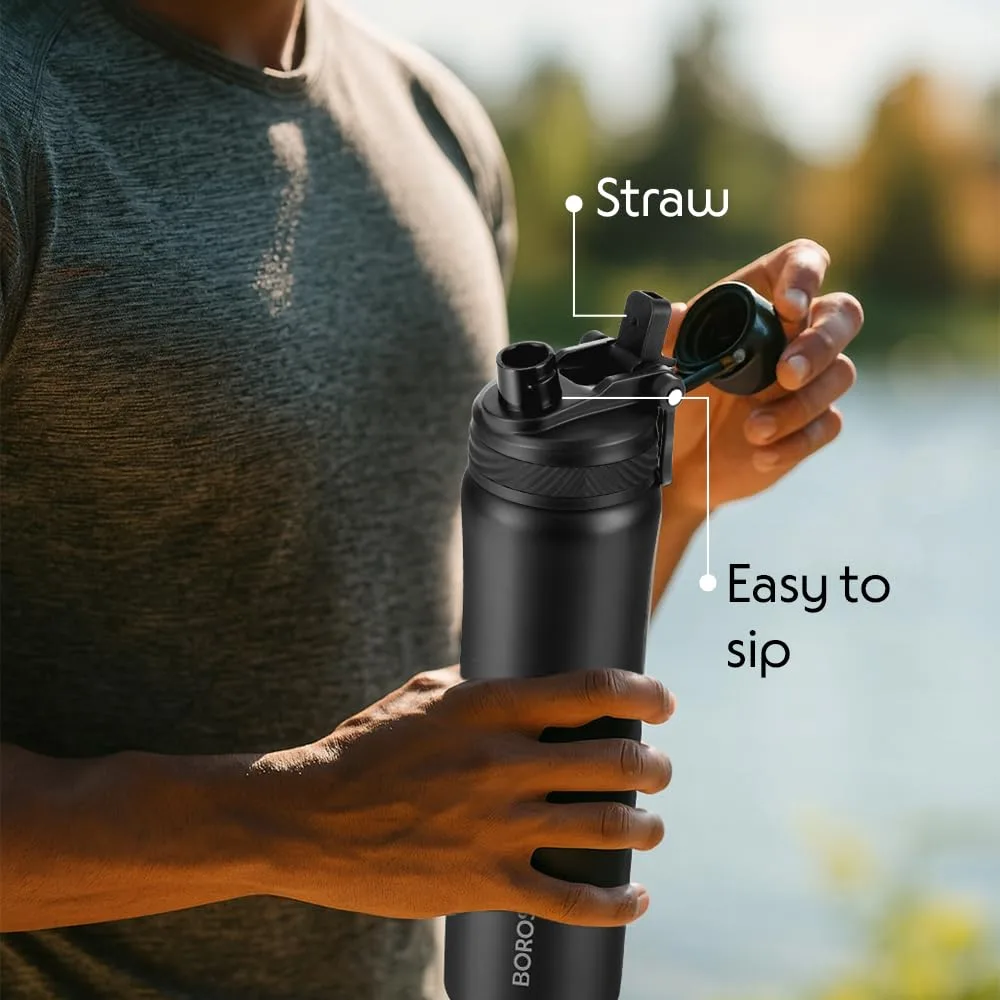 In-Depth Review: best travel water bottle - Borosil 800ml Duo Sport Stainless Steel Water Bottle | ISI Certified Made in India | Double Wall Vacuum In 3 Borosil 800ml Duo Sport Sta - view 2