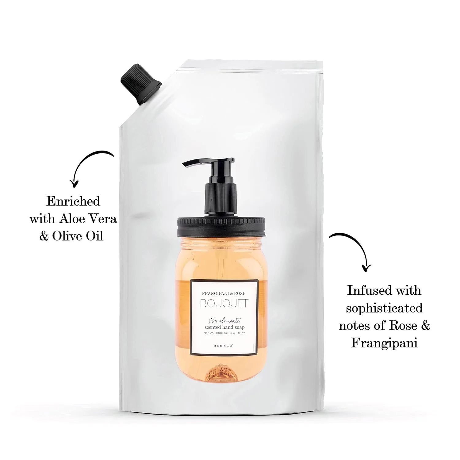 In-Depth Review: best hand wash liquid - Kimirica Bouquet Foaming Liquid Hand Wash Refill Pack with Goodness of Frangipani and Rose, 100% Vegan & 4 Kimirica Bouquet Foaming Liq - view 3