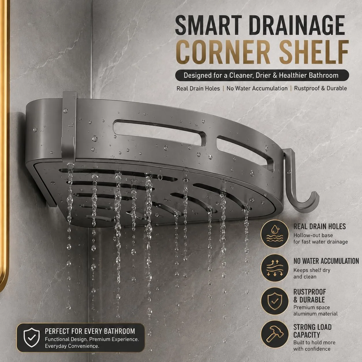 In-Depth Review: best wall mounted shelf - Hallstatt Pack of 2, Self Adhesive Aluminum Corner Bathroom Shelf for Wall Shelf Organizer Bathrooms Shelve 5 Hallstatt Pack of 2, Self Adh - view 4