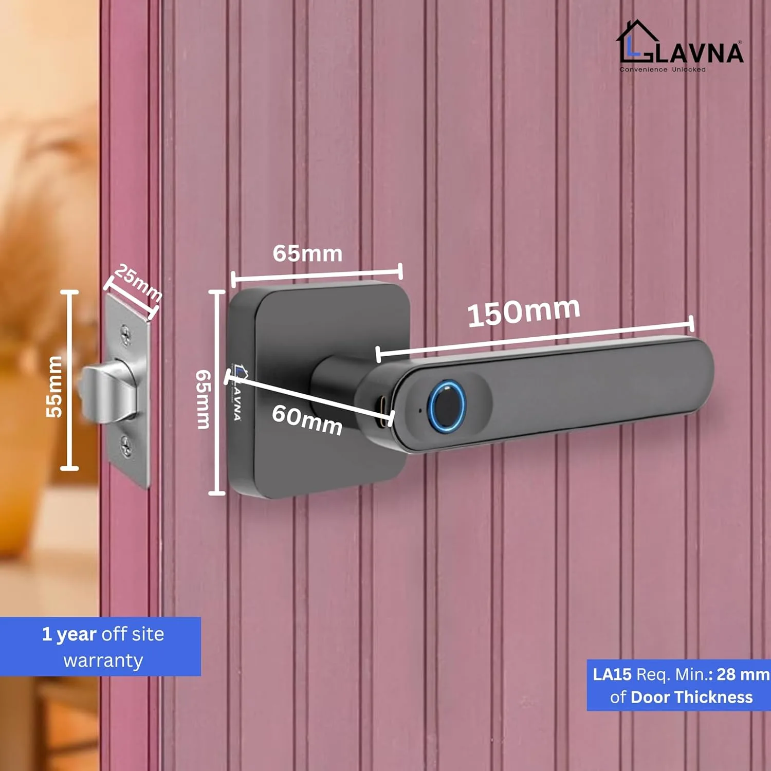 In-Depth Review: best smart door lock - LAVNA Smart Door Lock | 3 Way Unlock | Fingerprint, Mobile app, Key Access Suitable for 28 mm to 55mm Wooden D 5 LAVNA Smart Door Lock | 3 - view 4