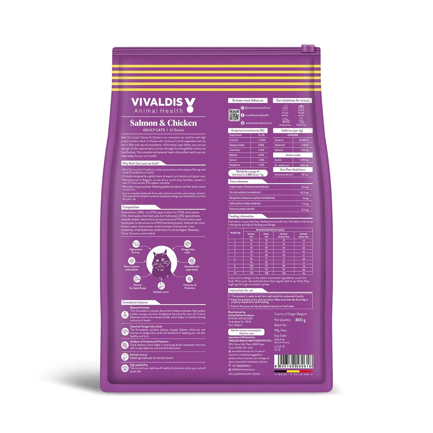 In-Depth Review: best cat food india - Bark Out Loud by Vivaldis – Adult Dry Cat Food Chicken & Salmon 1 Kg Protein-Packed Immunity Growth 3 Bark Out Loud by Vivaldi - view 2